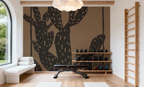 Woodcut Cactus I Natural