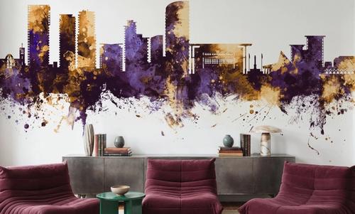 Darwin Australia Skyline Purple & Gold