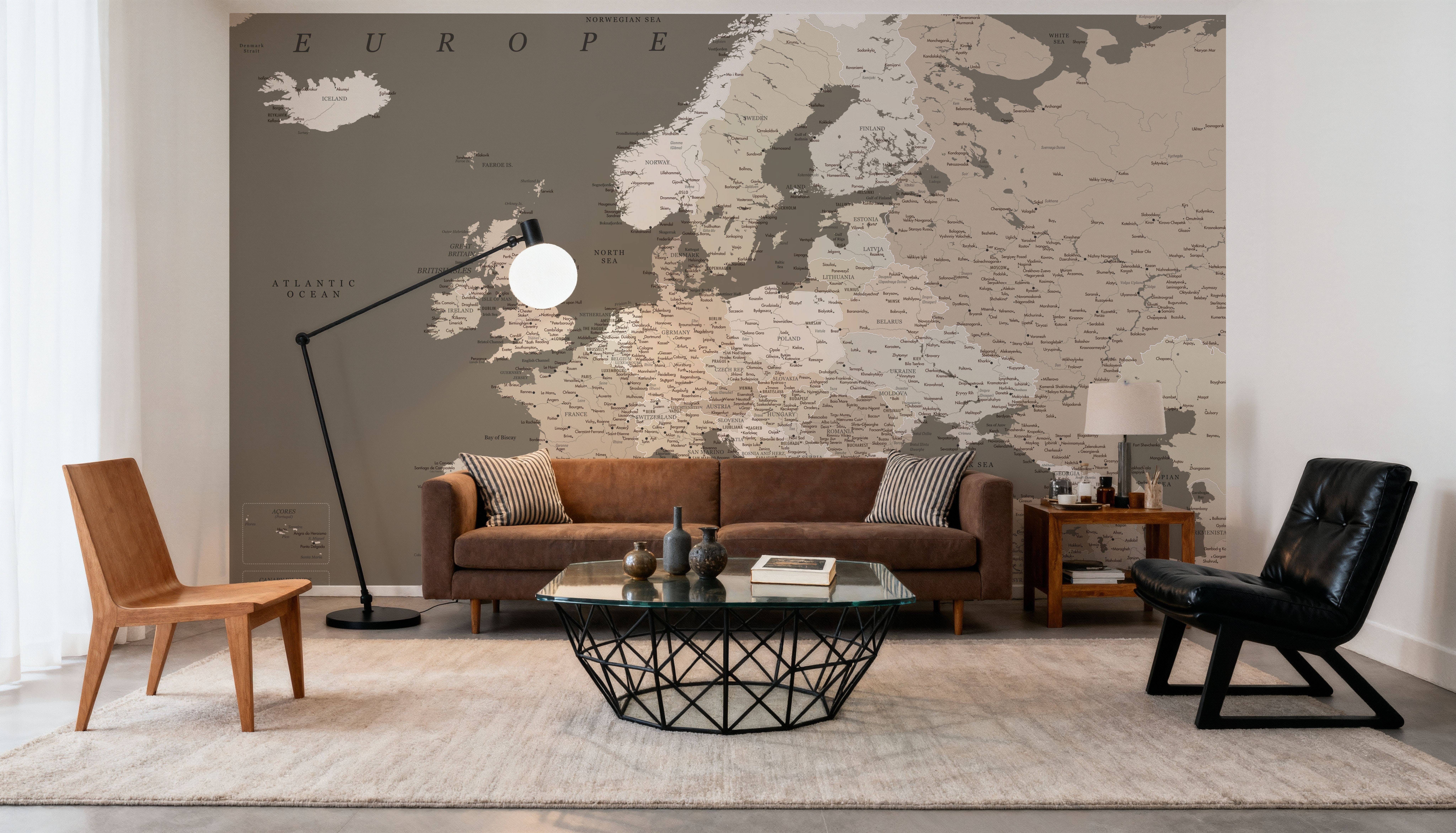 Europe Map Detailed - Earthy