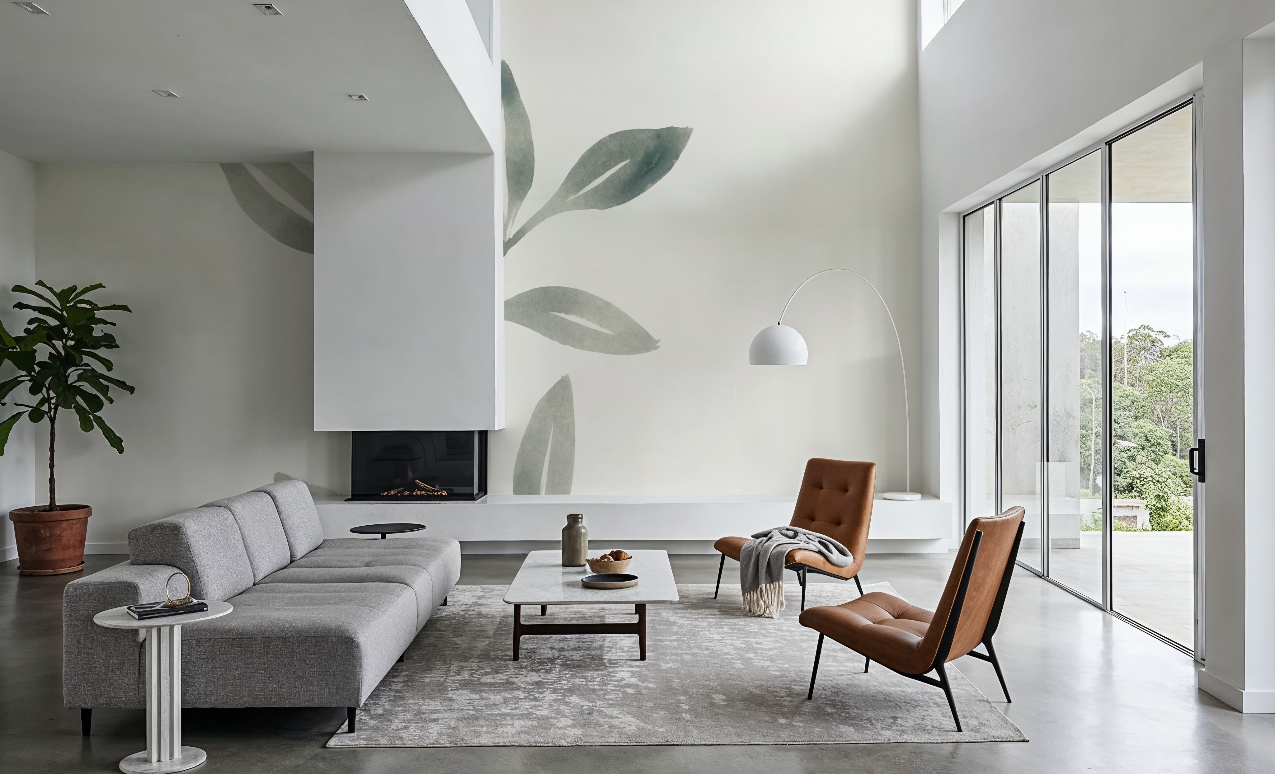 Linen Leaves I, Wallpaper