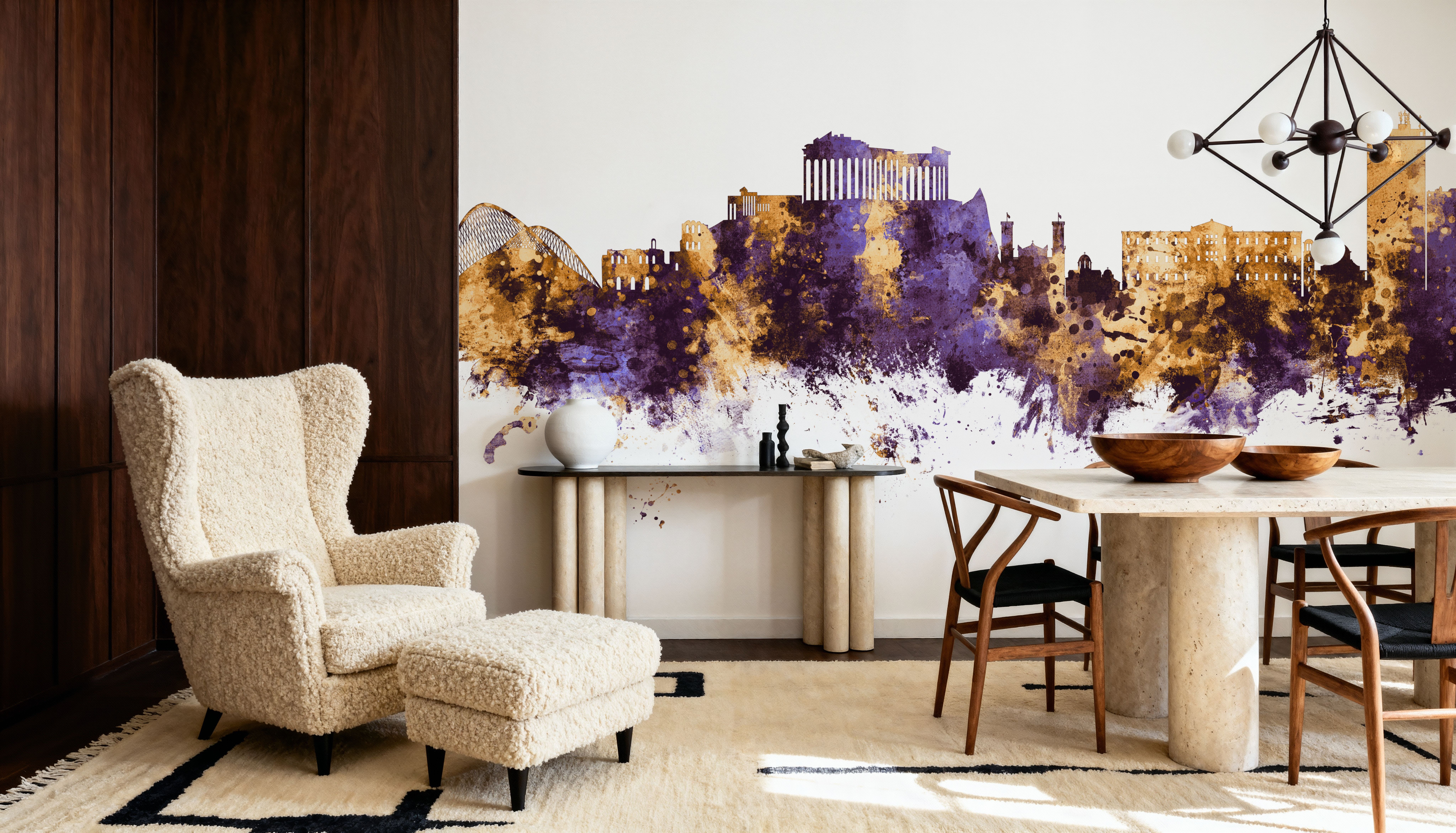 Athens Greece Skyline Purple & Gold