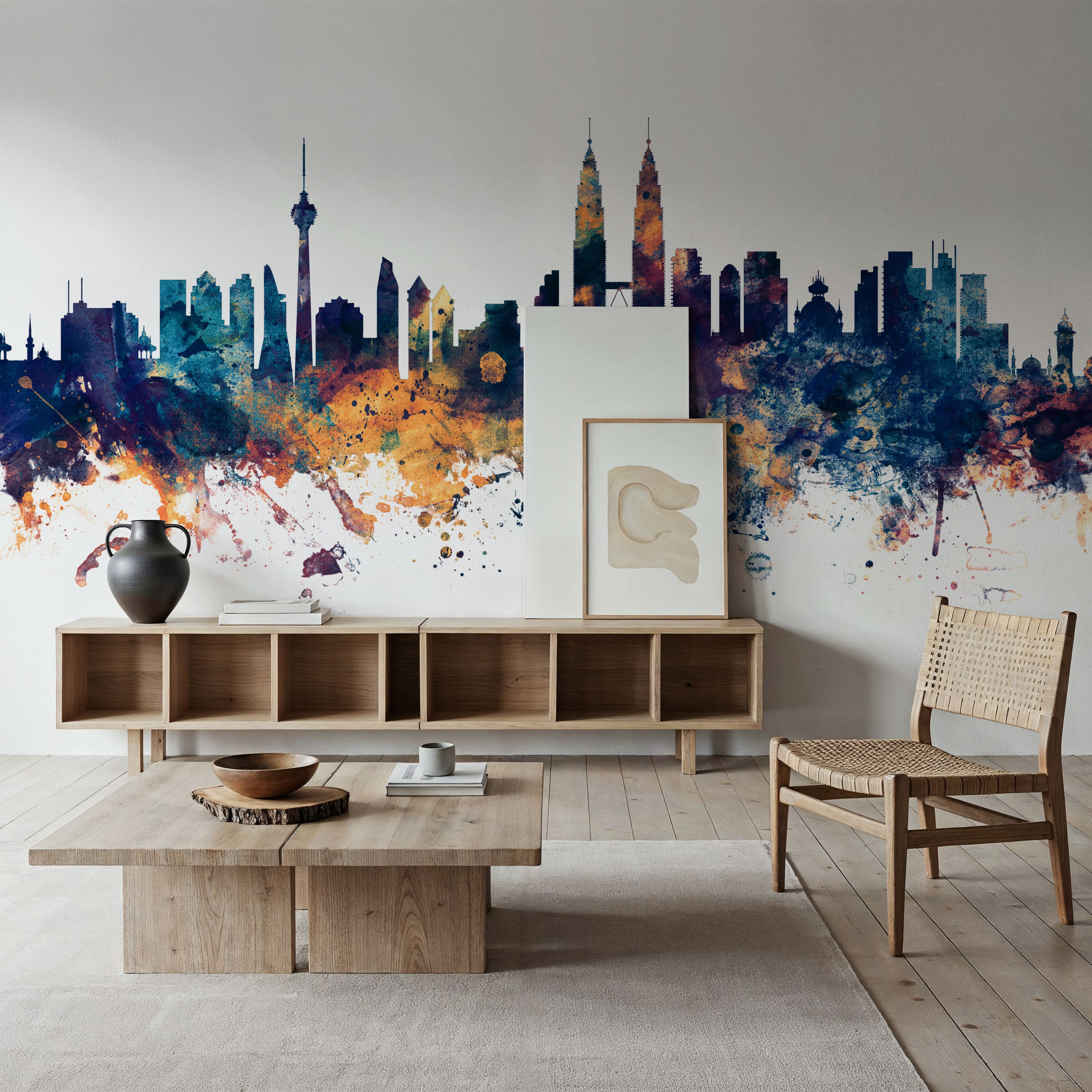 Kuala Lumpur Skyline Blue & Bronze