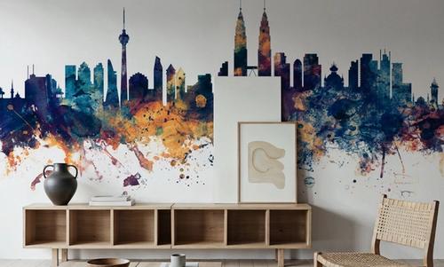 Kuala Lumpur Skyline Blue & Bronze