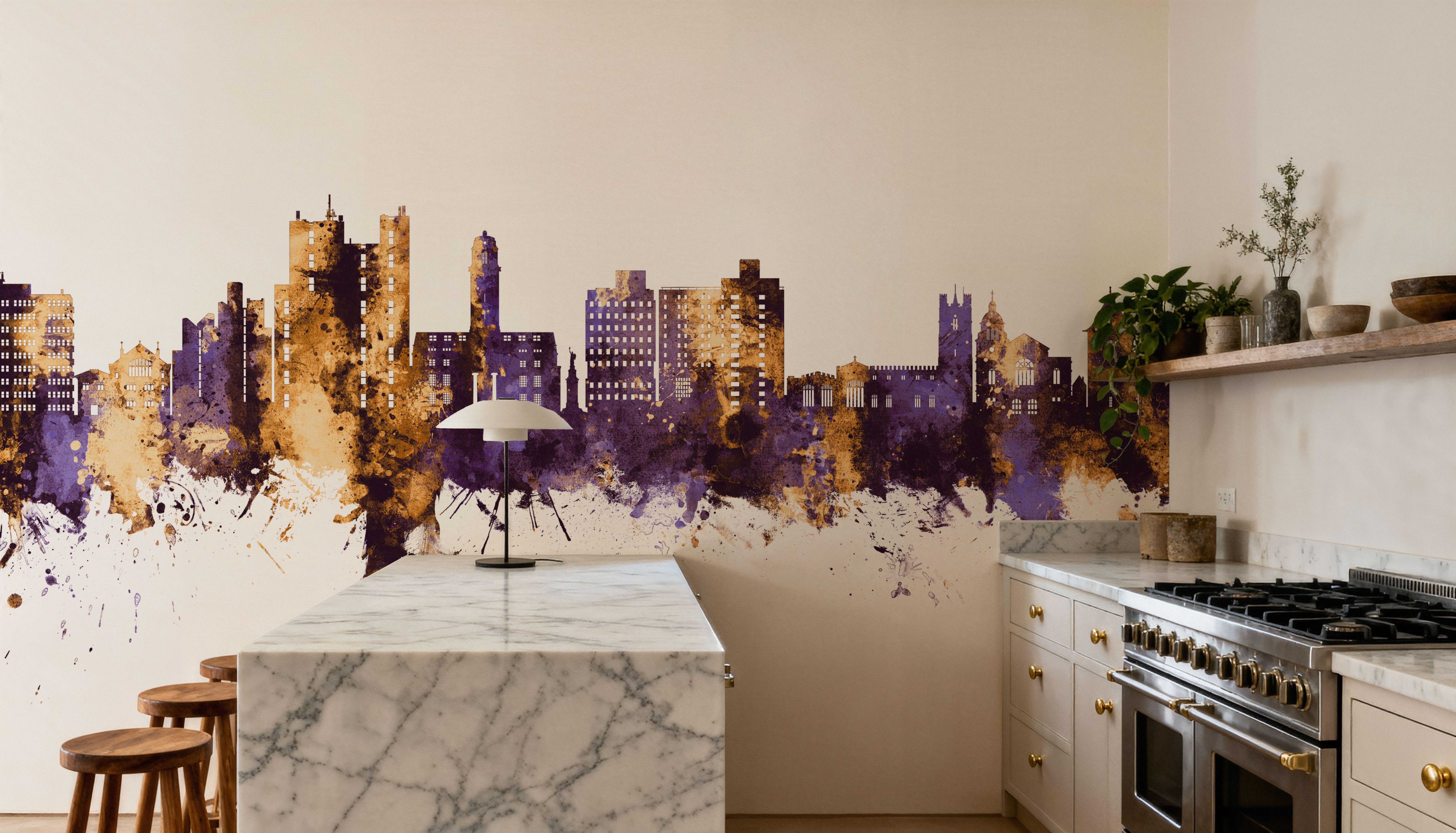 Luton England Skyline Purple & Gold