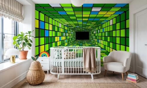 Retro Game Tunnel, Vibrant Green