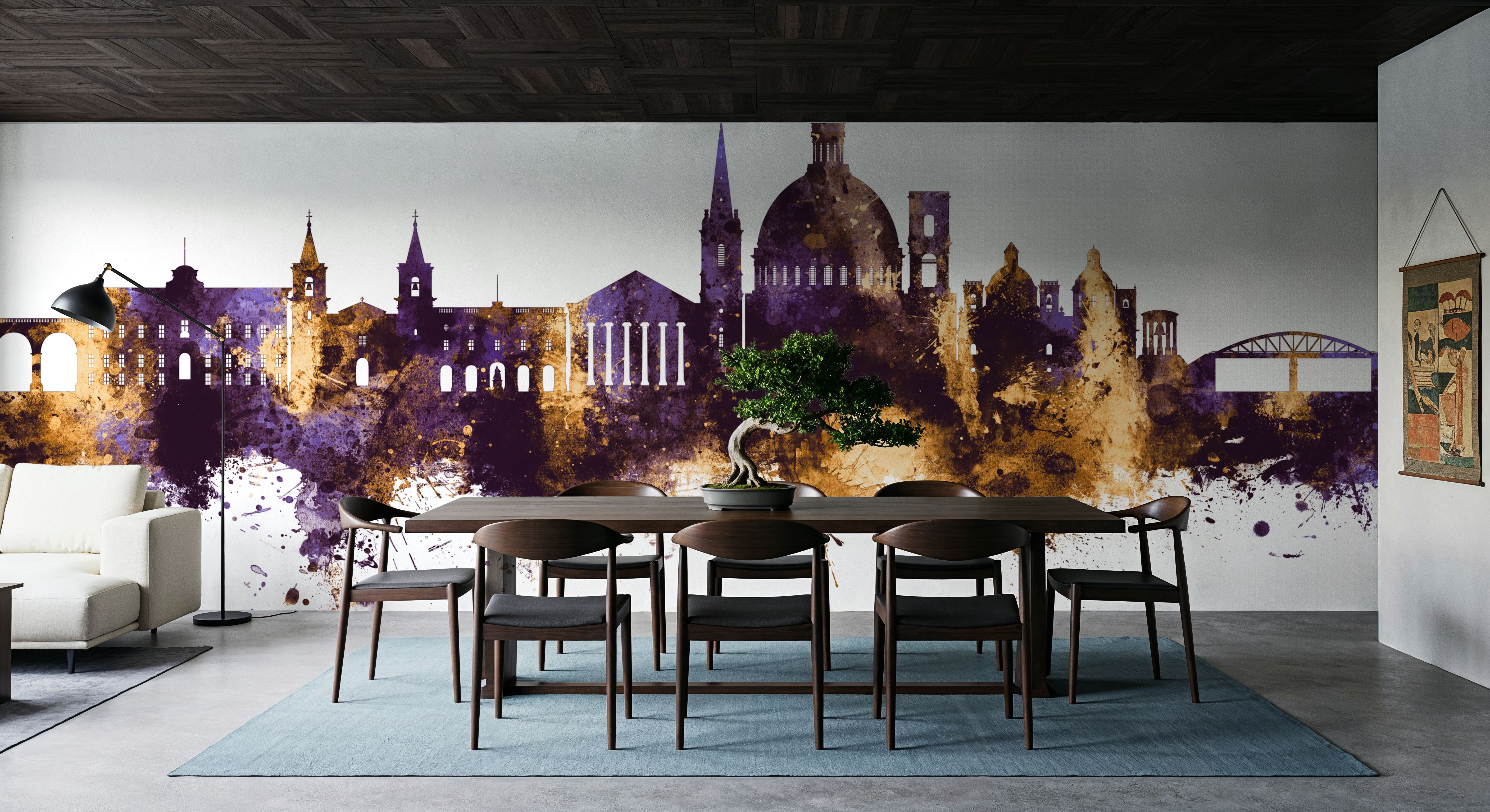 Valletta Malta Skyline Purple & Gold