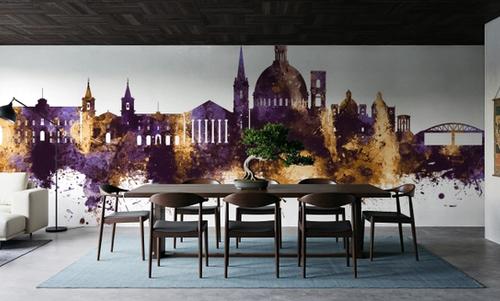Valletta Malta Skyline Purple & Gold