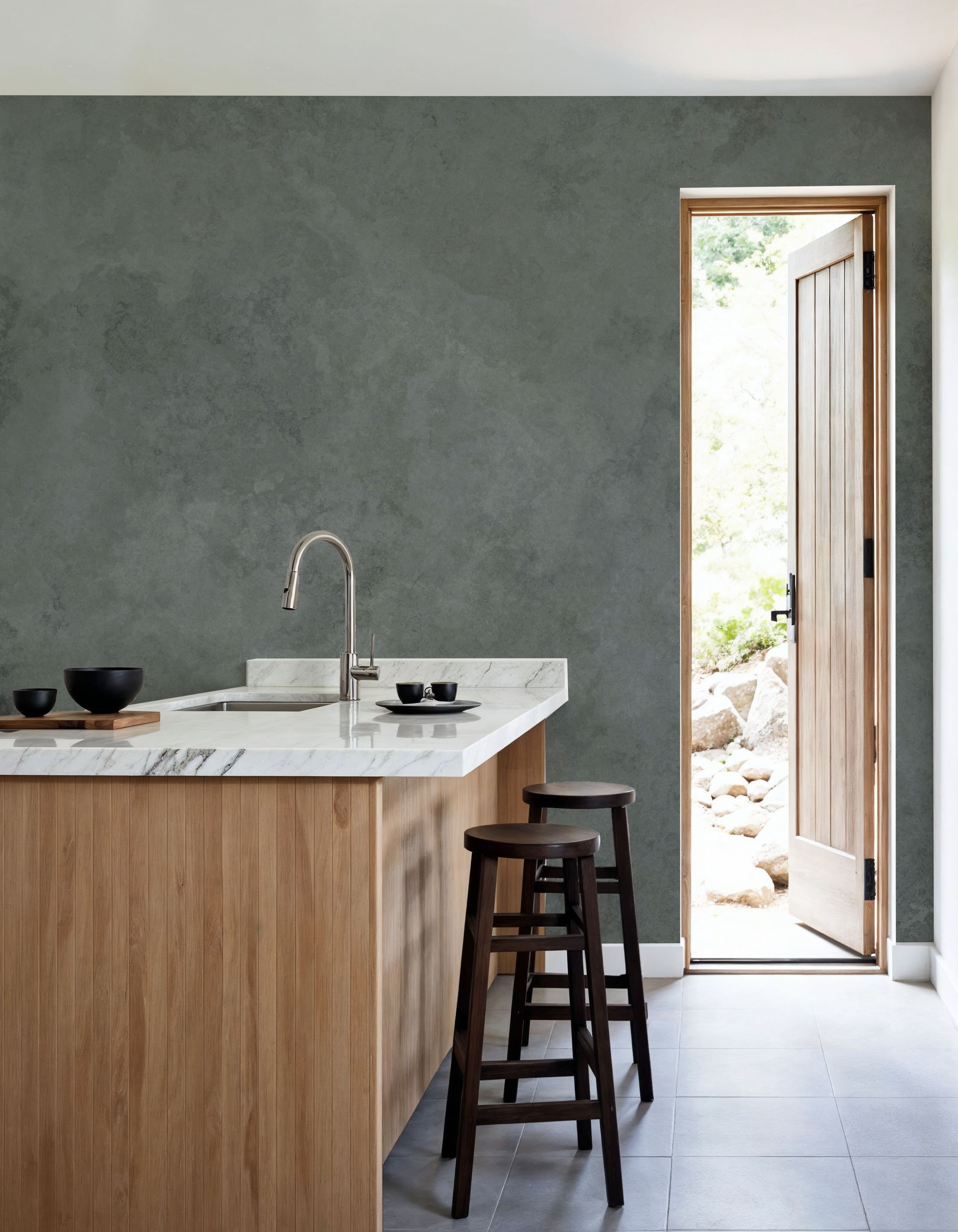 Subtle Plaster Wall, Dark Green