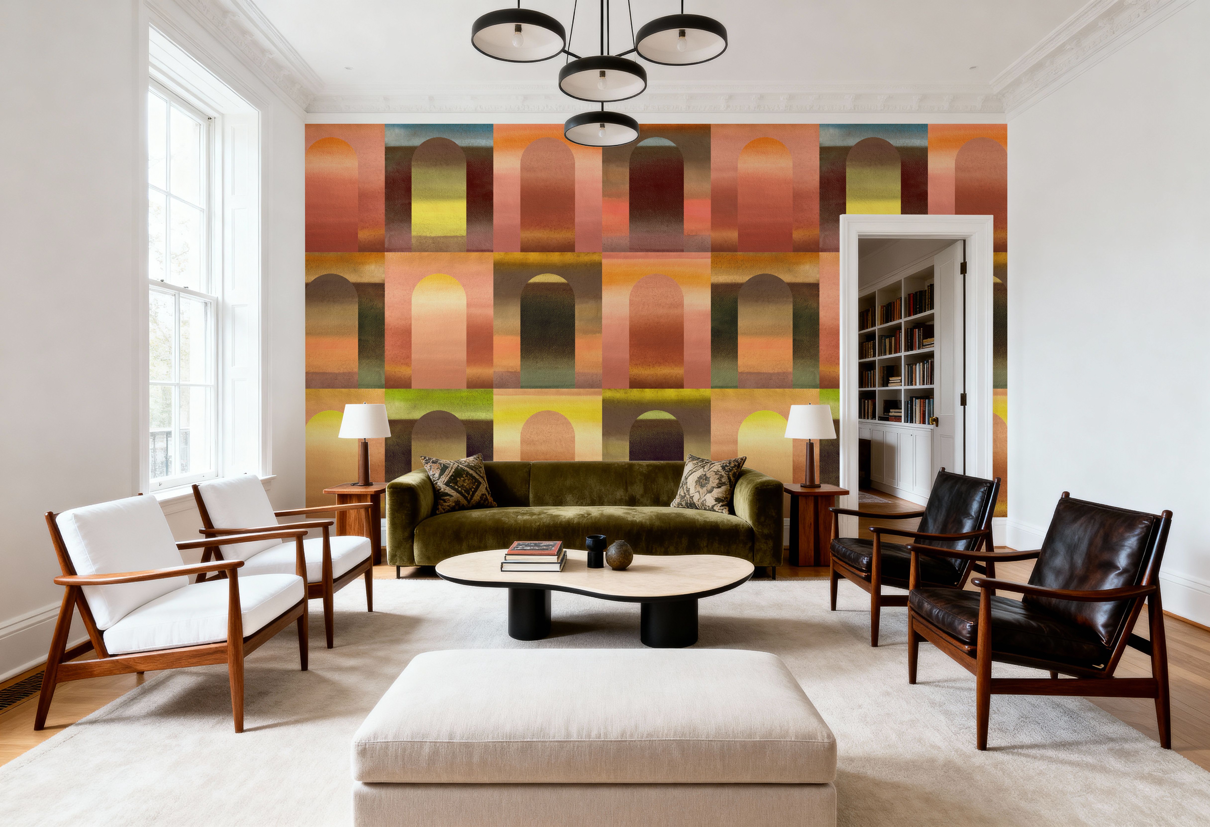 Arched Wall,  Yellow, Wallpaper