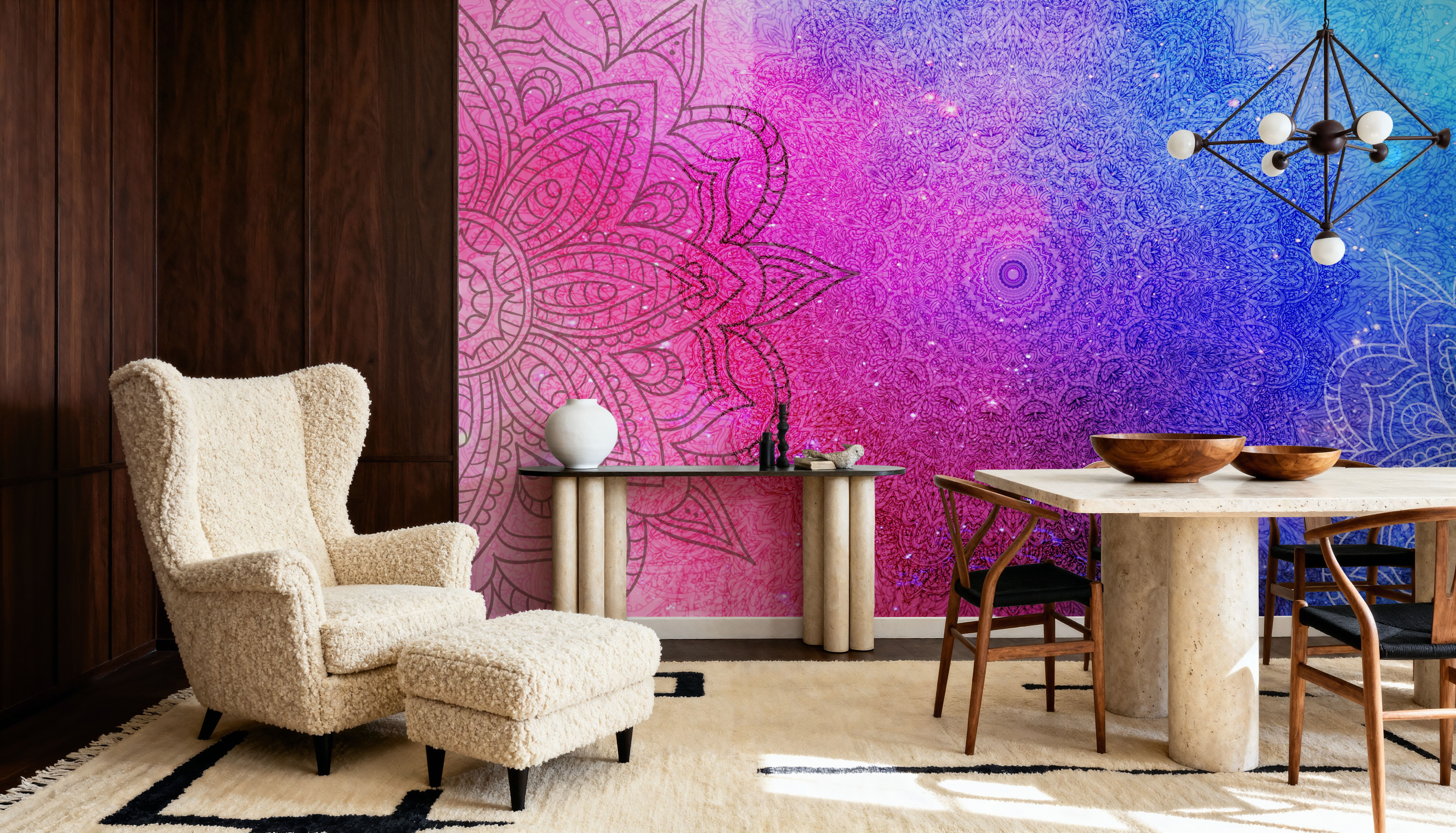 Mandala, Blue & Pink