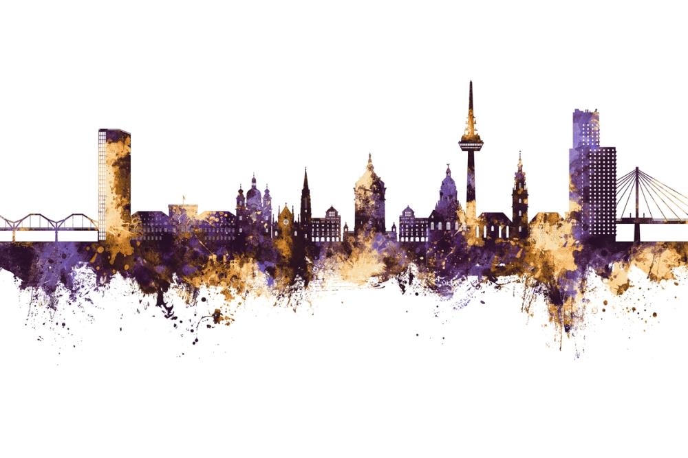 Mannheim Germany Skyline Purple & Gold