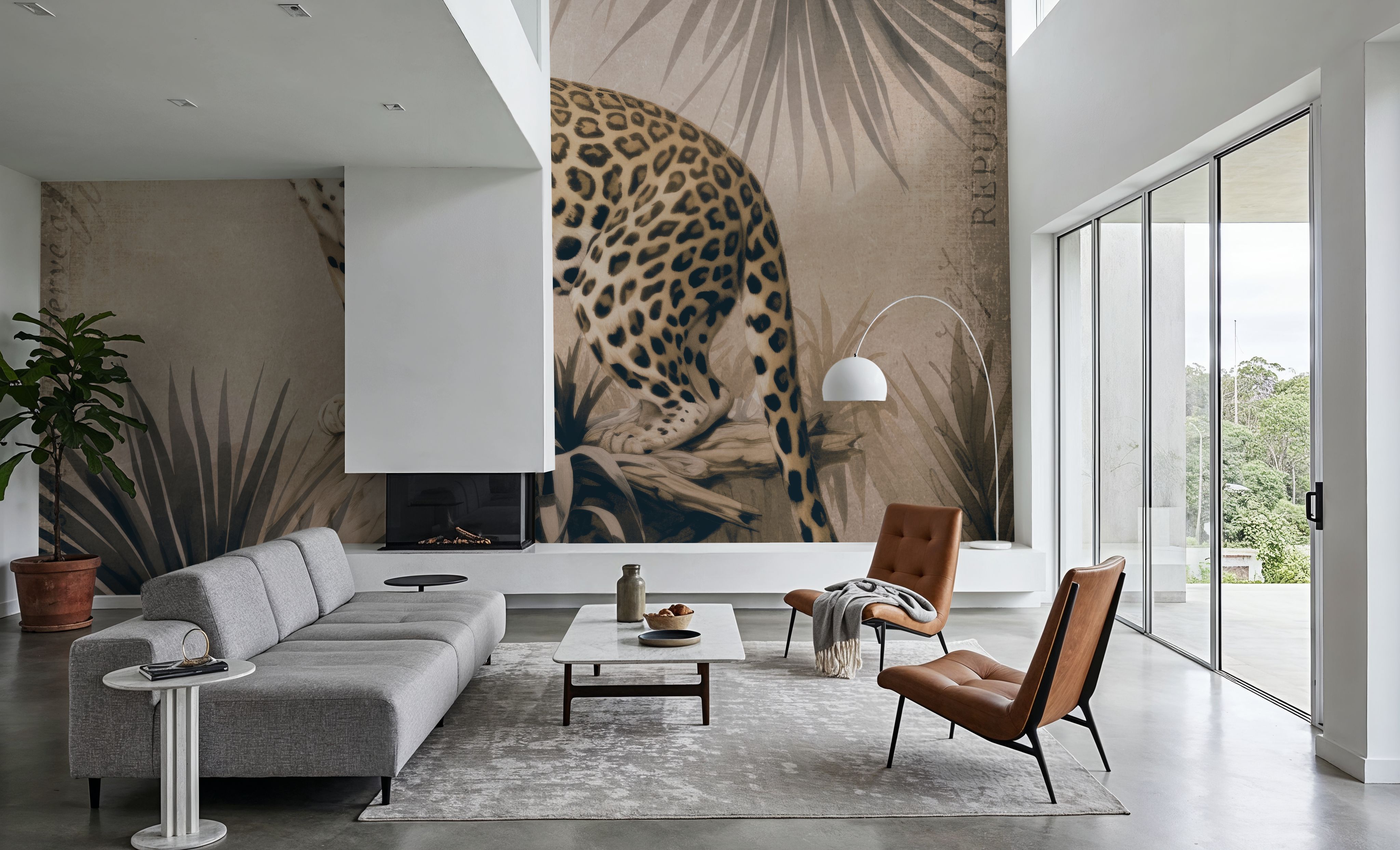 Cheetahs Tropical Jungle Monochrome