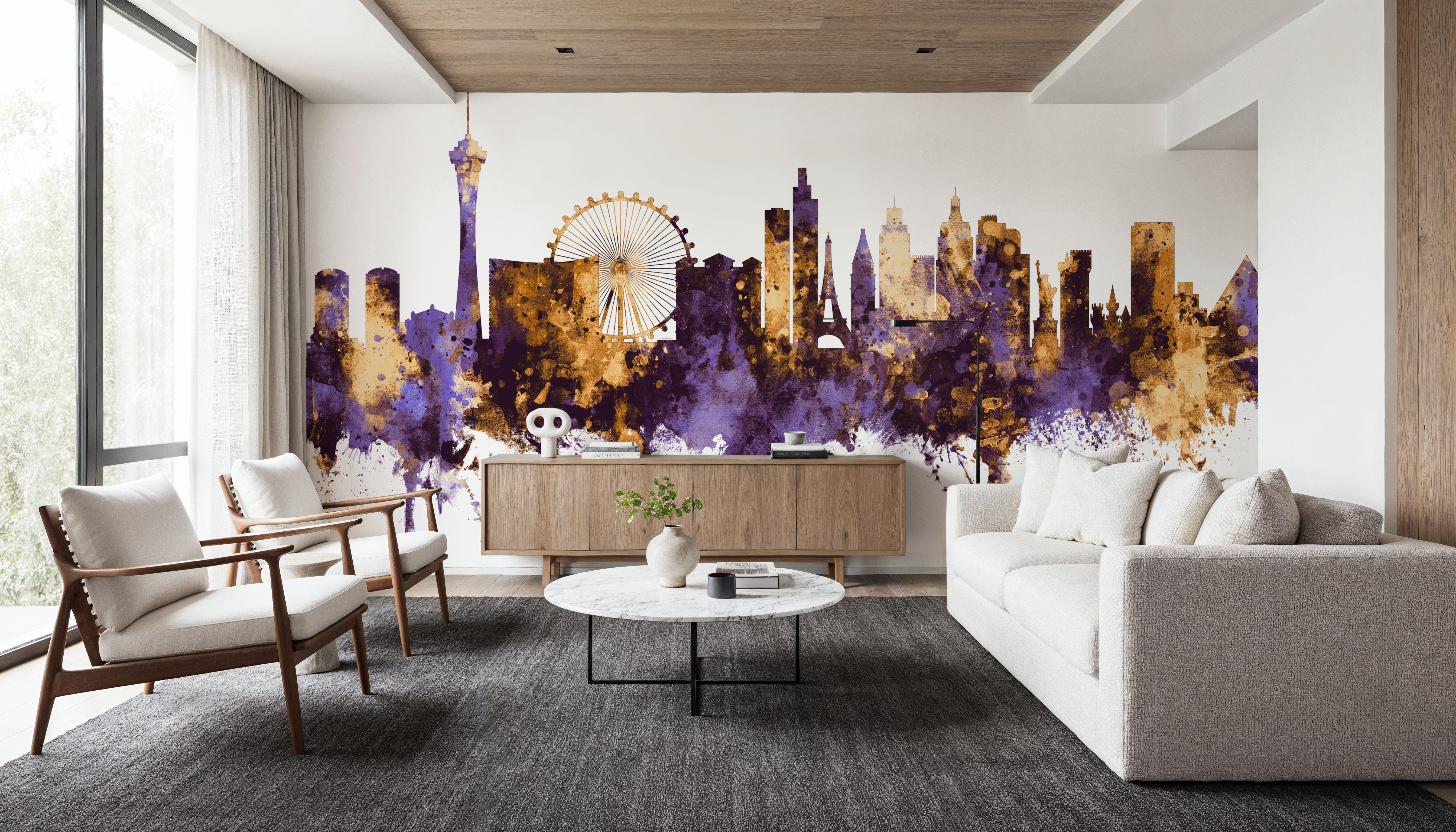 Las Vegas Nevada Skyline Purple & Gold
