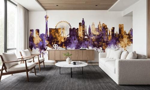 Las Vegas Nevada Skyline Purple & Gold