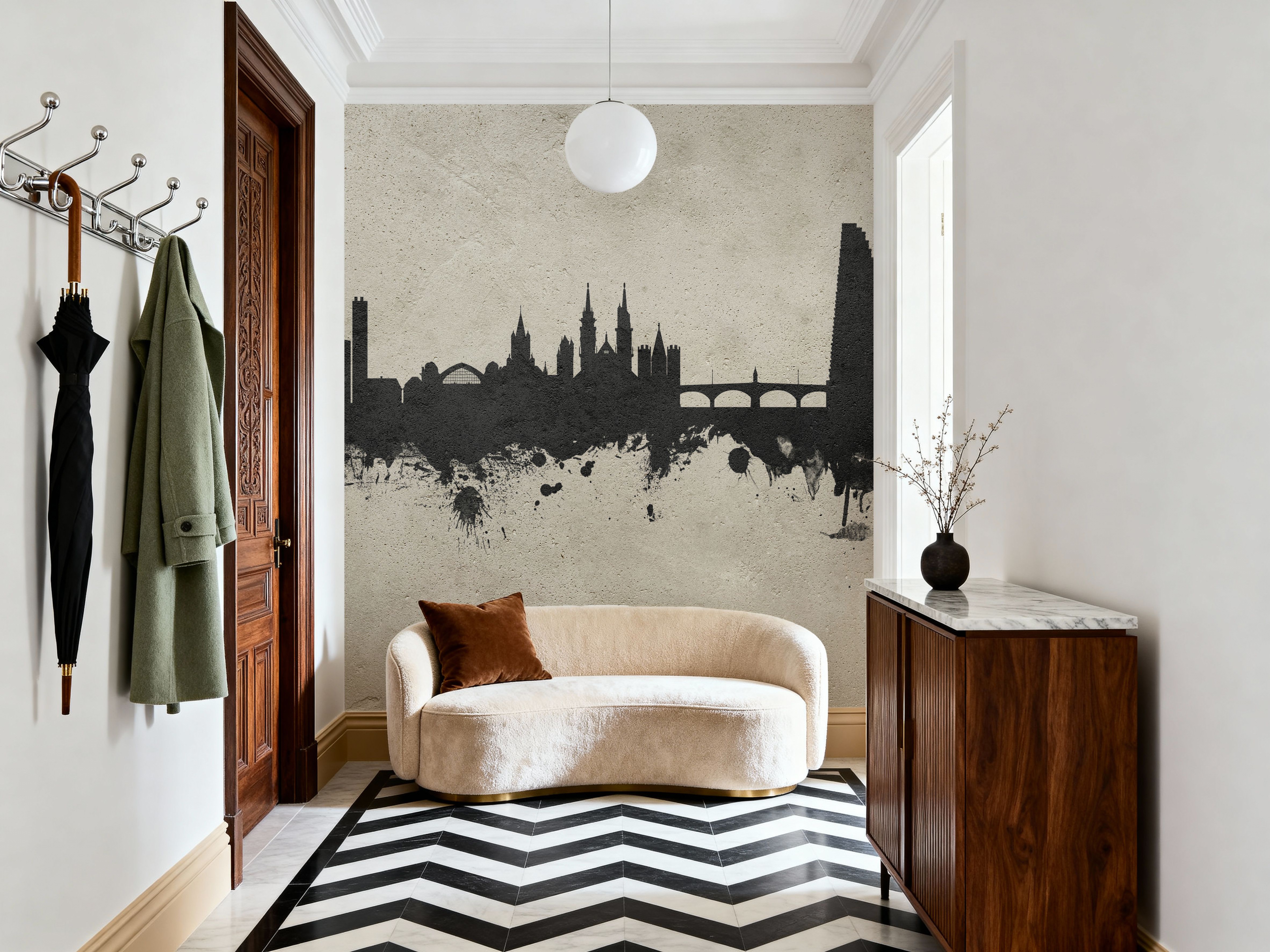 Basel Switzerland Skyline Concrete, Carte da parati