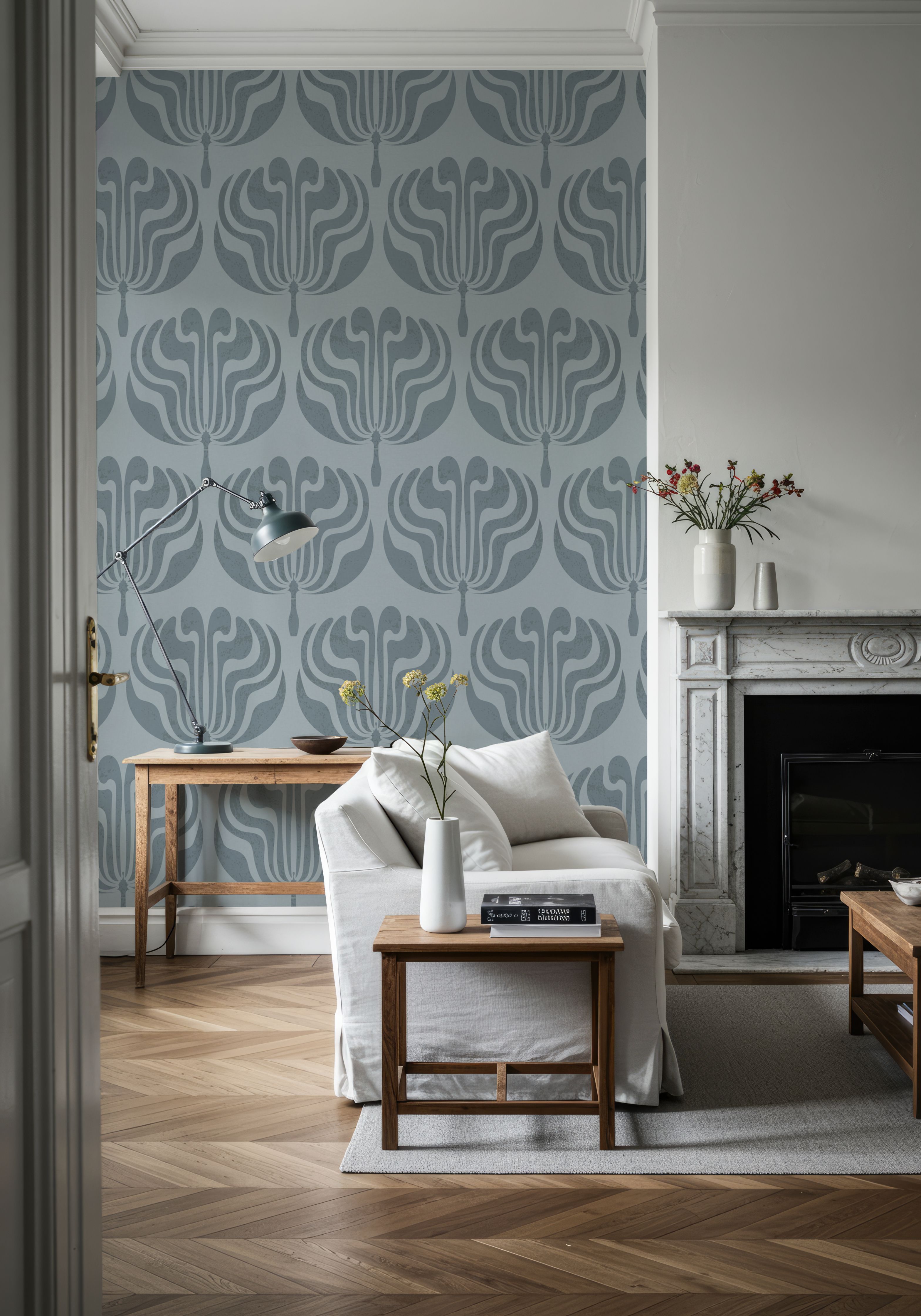 Fan Damask Hint of Green