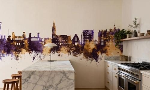 Felixstowe England Skyline Purple & Gold