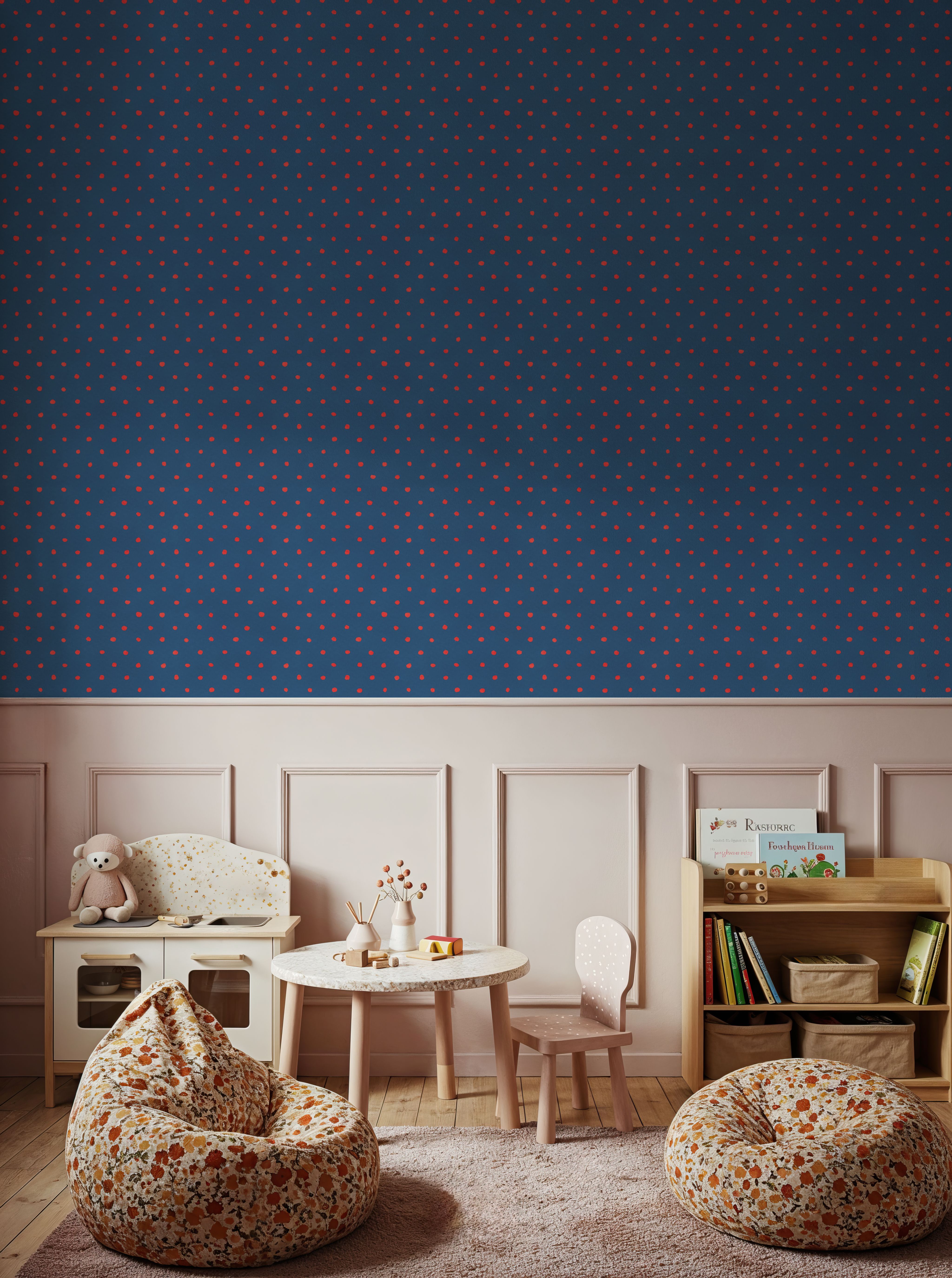 Country Fresh Blue Red Dots