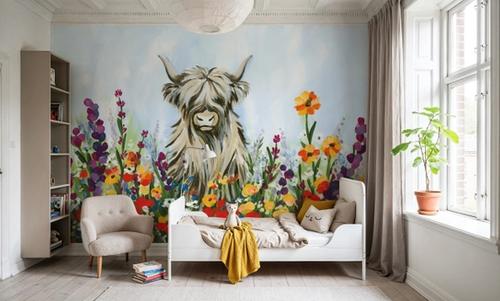 Longhorn in Spring Flowers