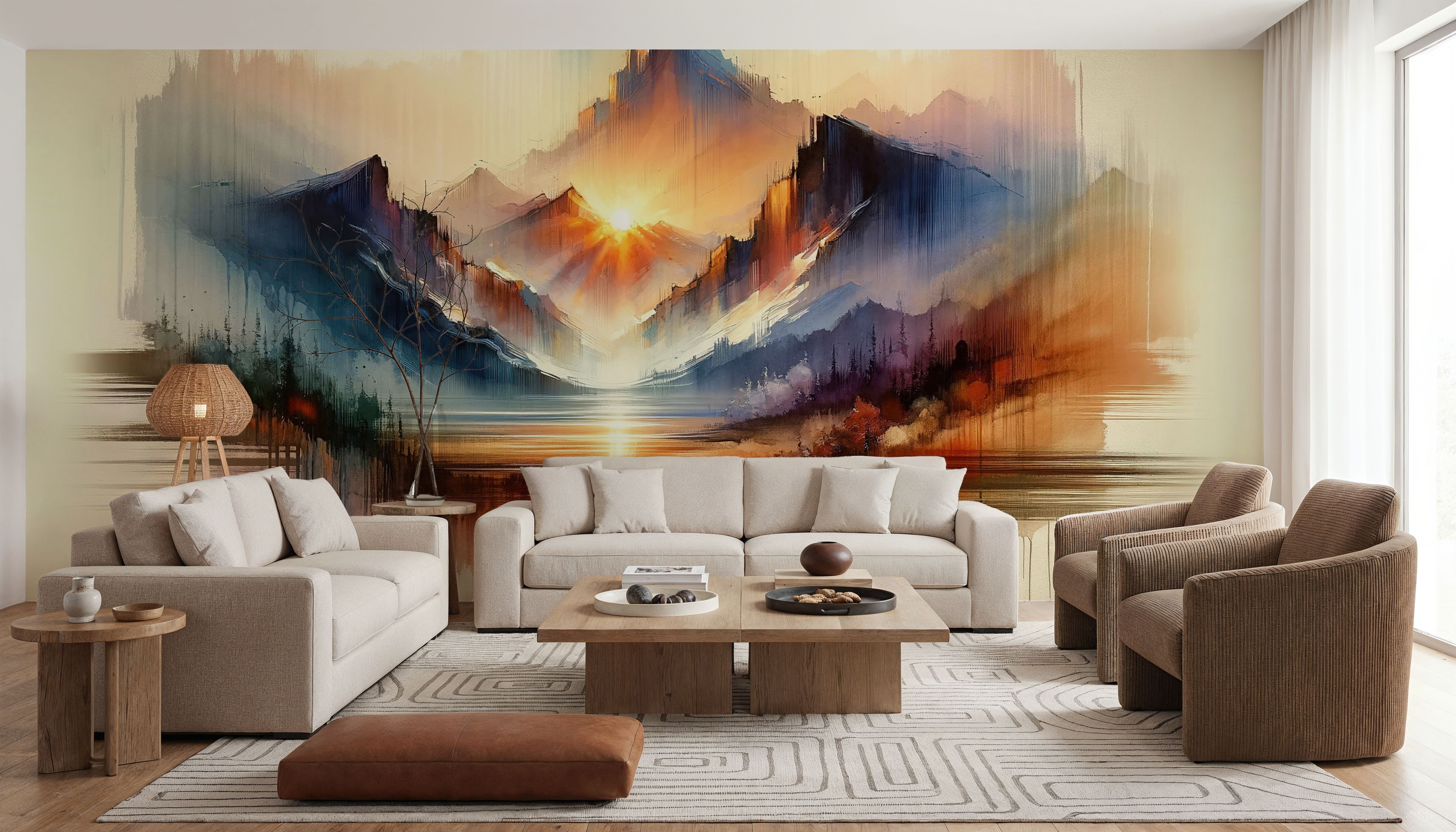 Watercolor Abstract Mountains