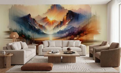 Watercolor Abstract Mountains