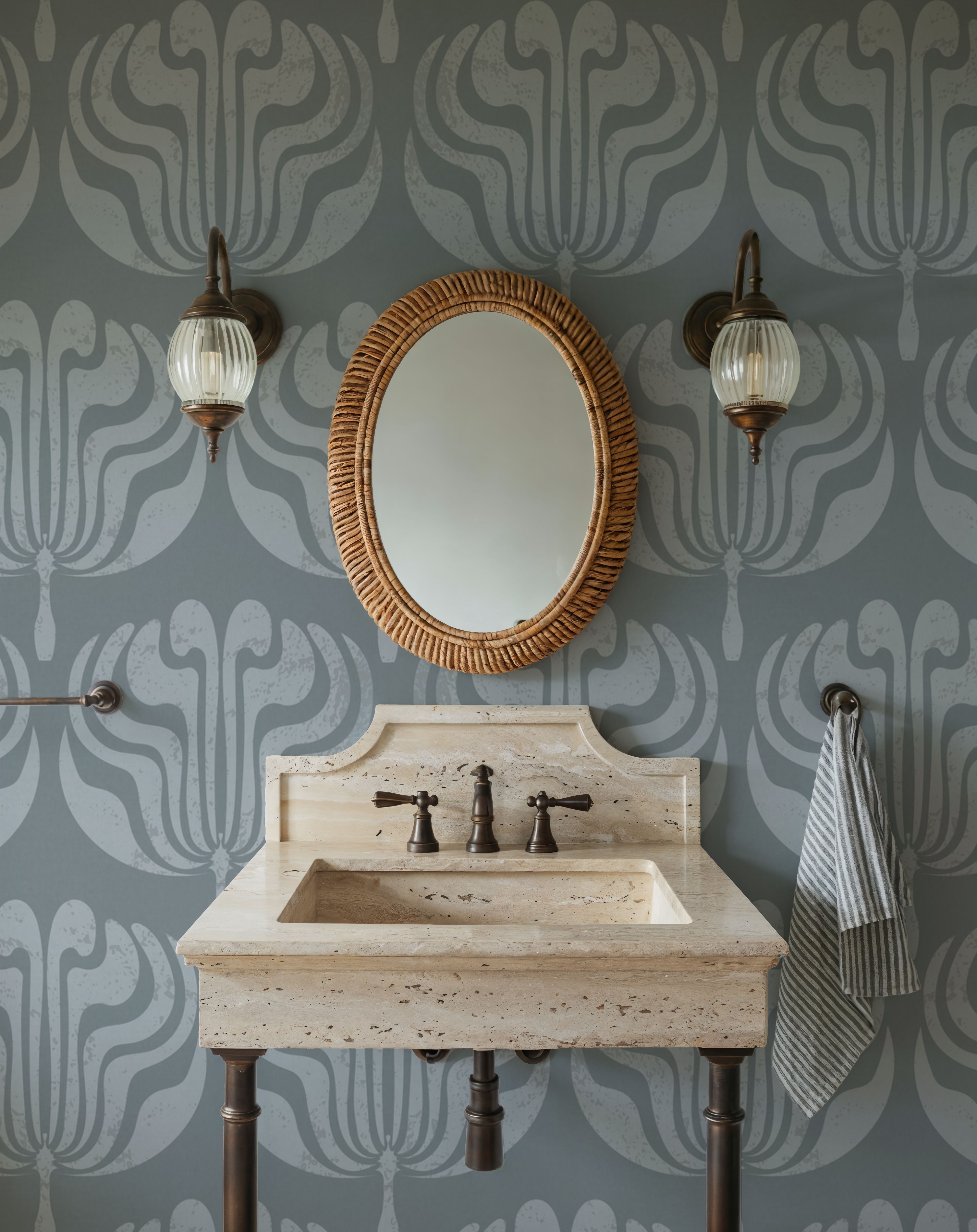 Fan Damask Blue