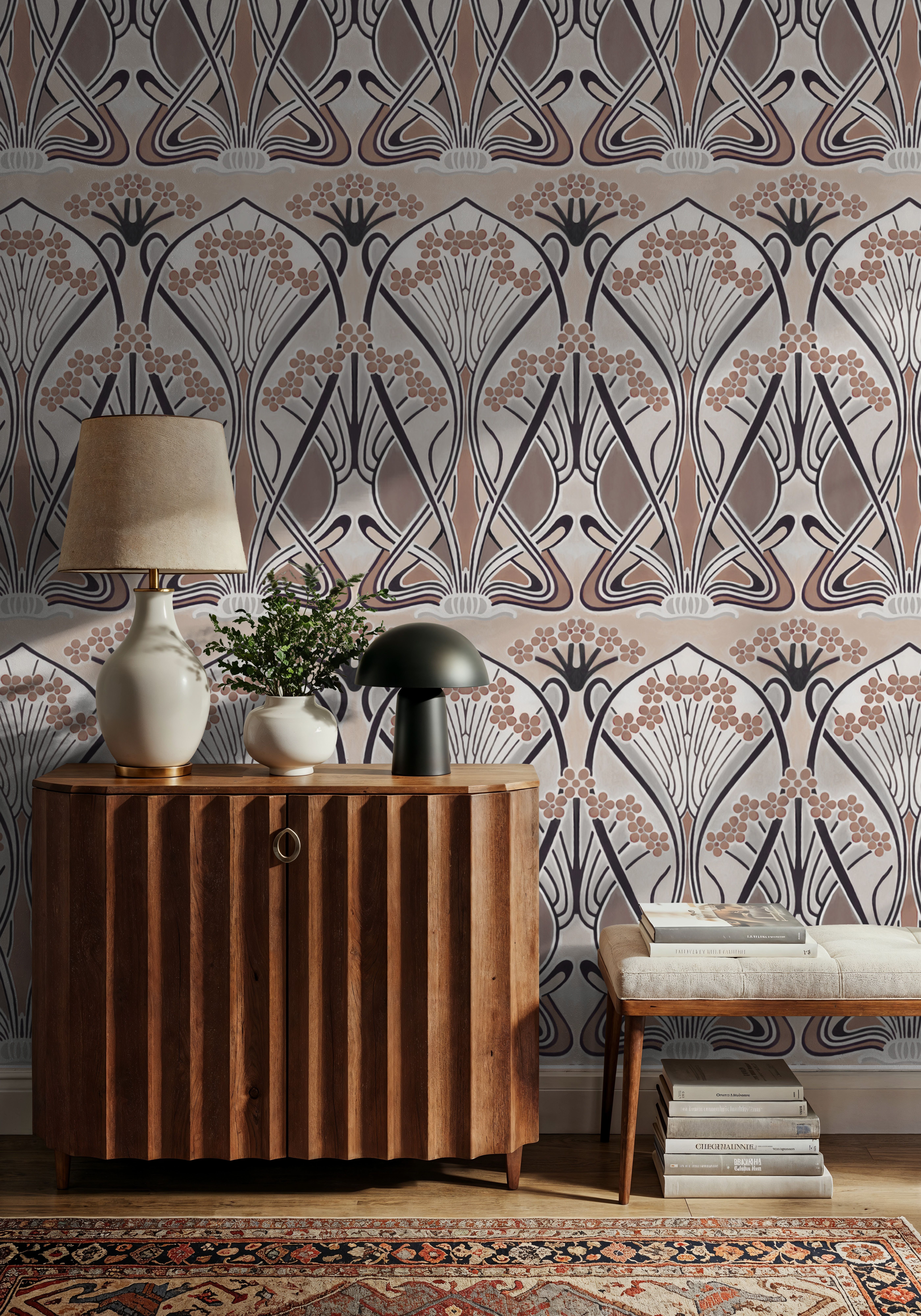 Floral Art Deco Aura, Walnut Dust
