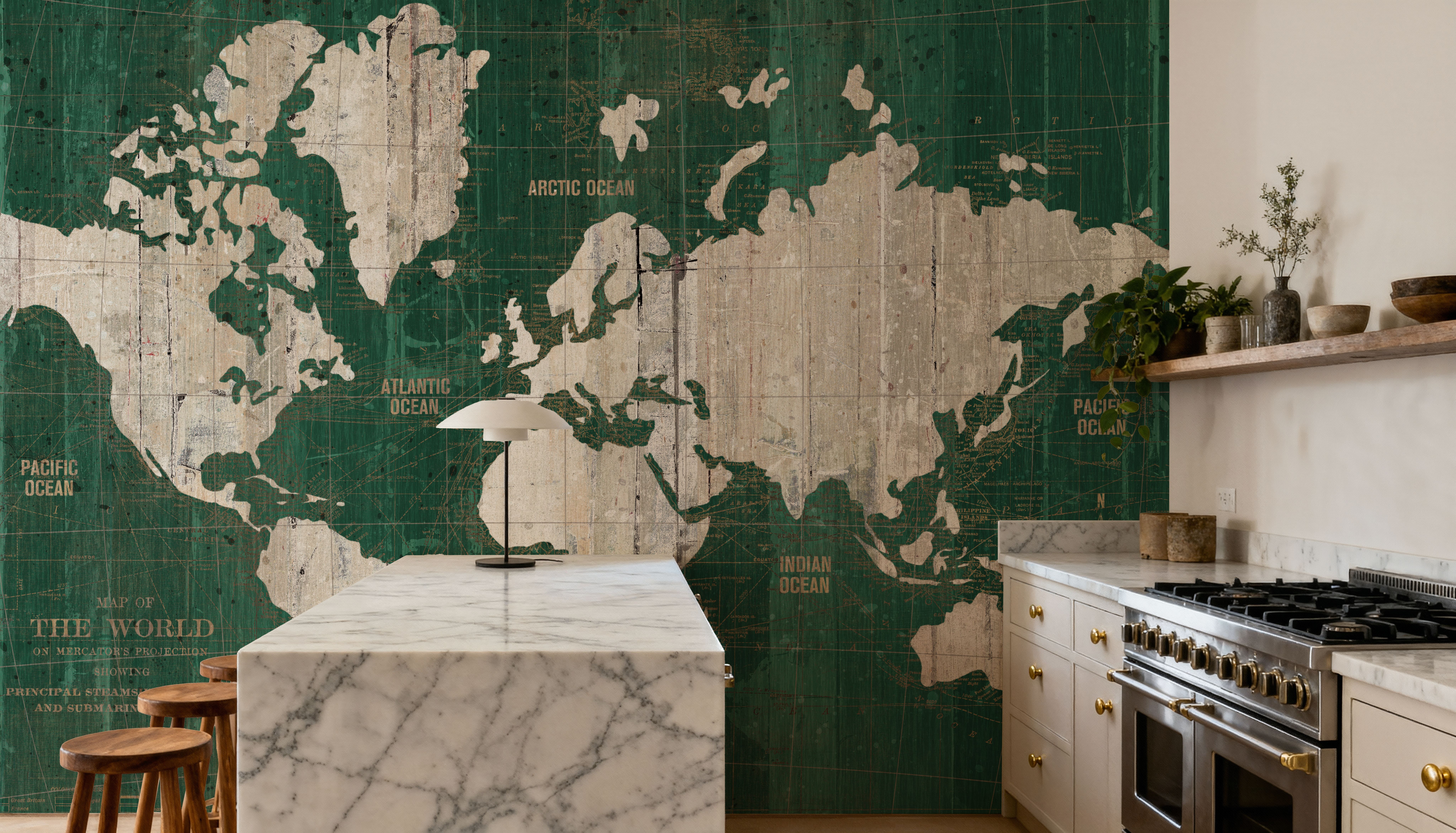 Old World Map Green