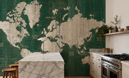 Old World Map Green