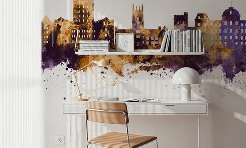 Poughkeepsie New York Skyline Purple & Gold