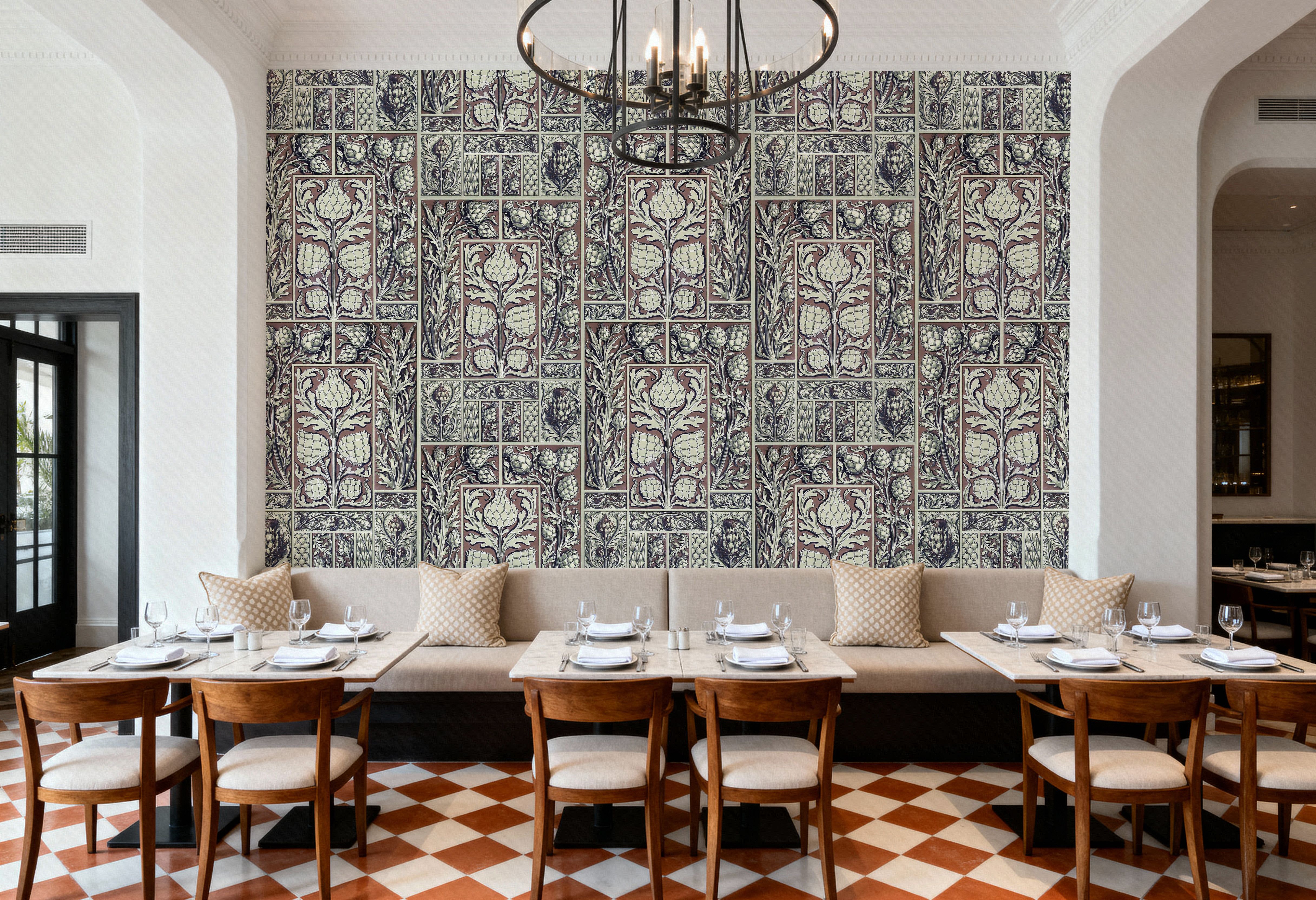 Small Thistle Walls Brown, Wallpaper