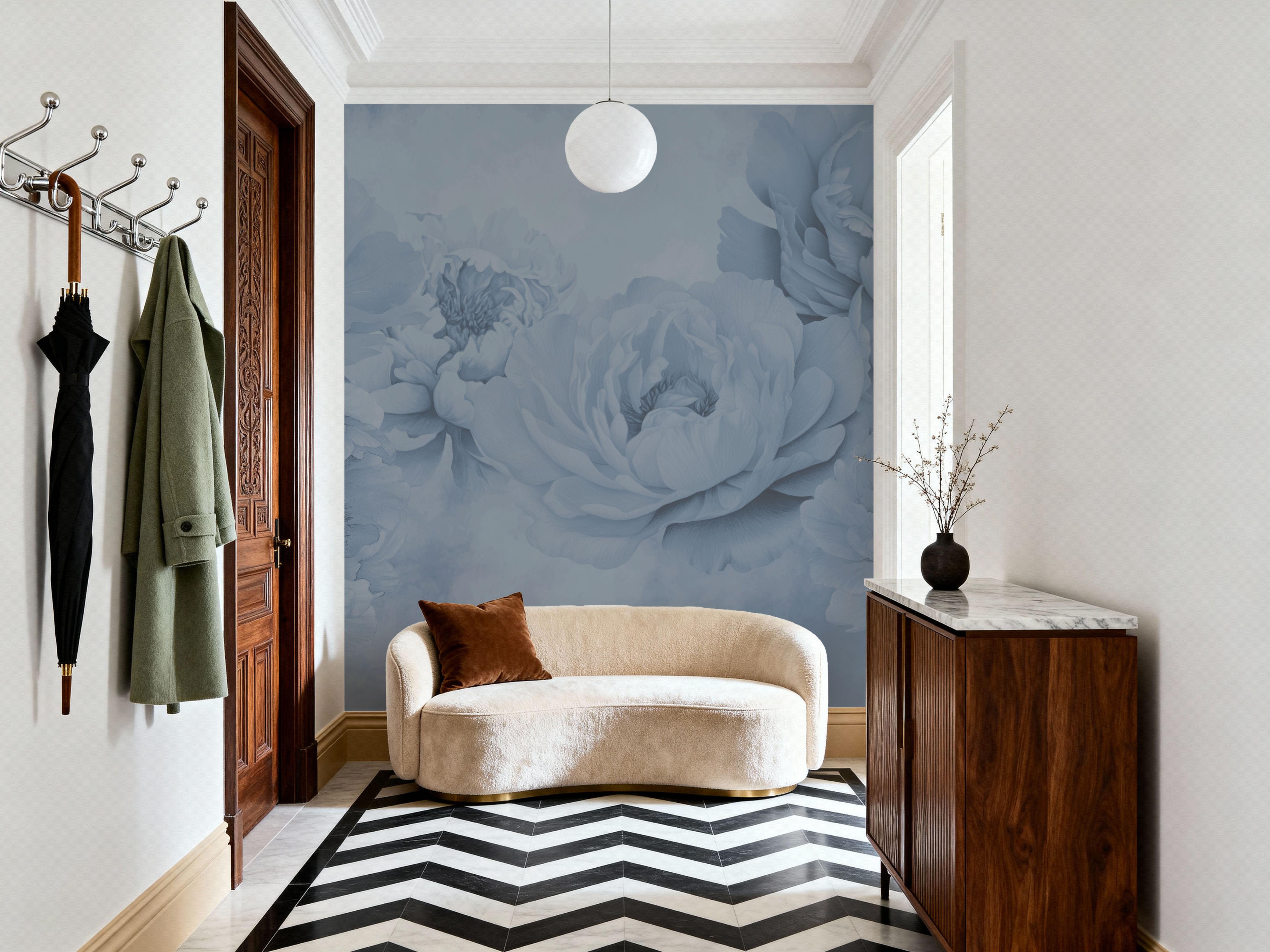 Transcendent Peony, Periwinkle, Wallpaper