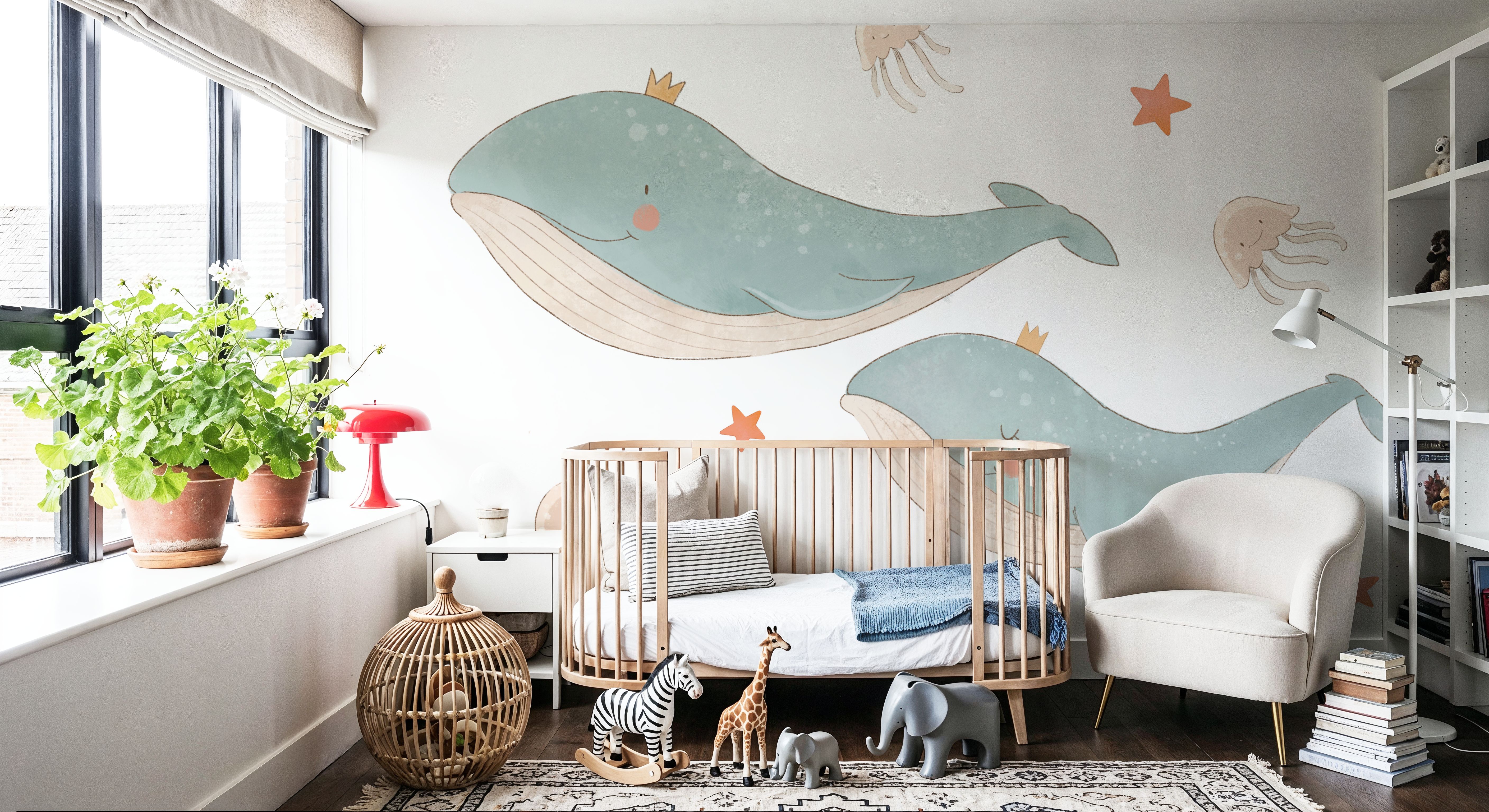 Cute Whales, Jellyfish & Stars Illustration