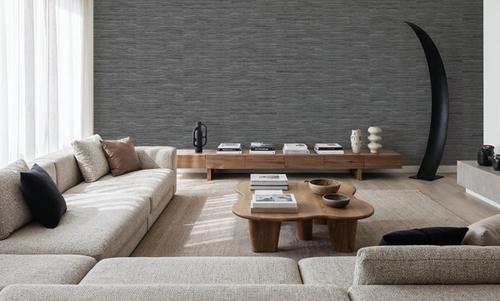 Faux Grasscloth with Visible Seams, Graphite