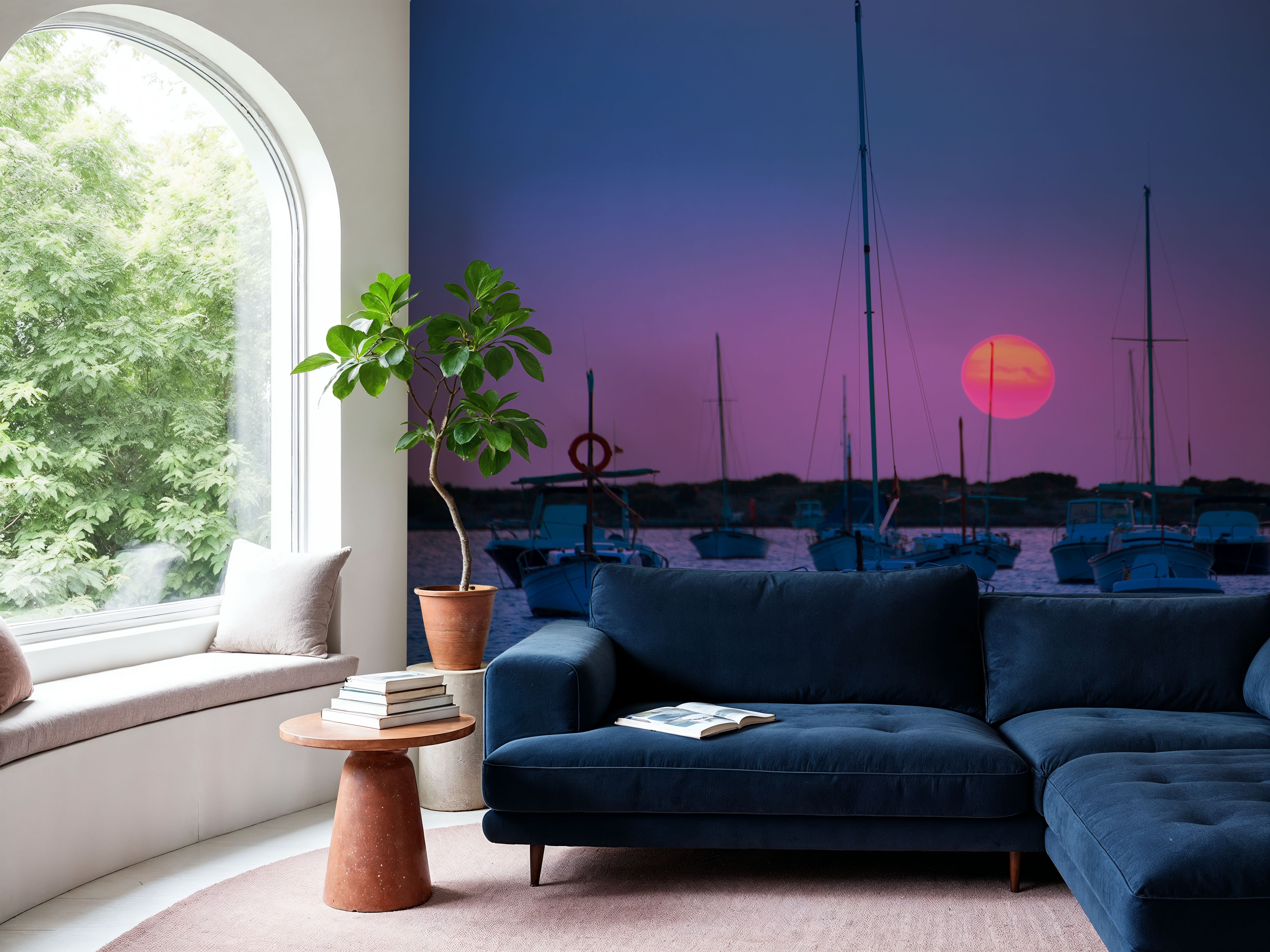 Boat Sunset Clear Skies