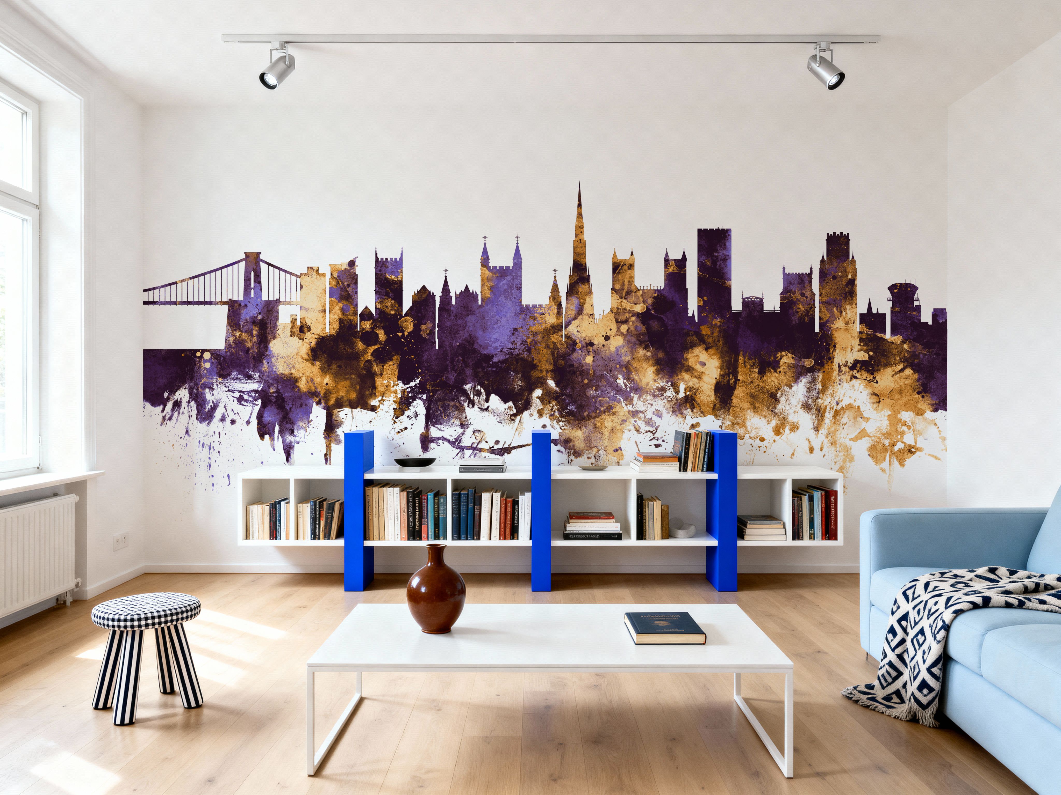 Bristol England Skyline Purple & Gold