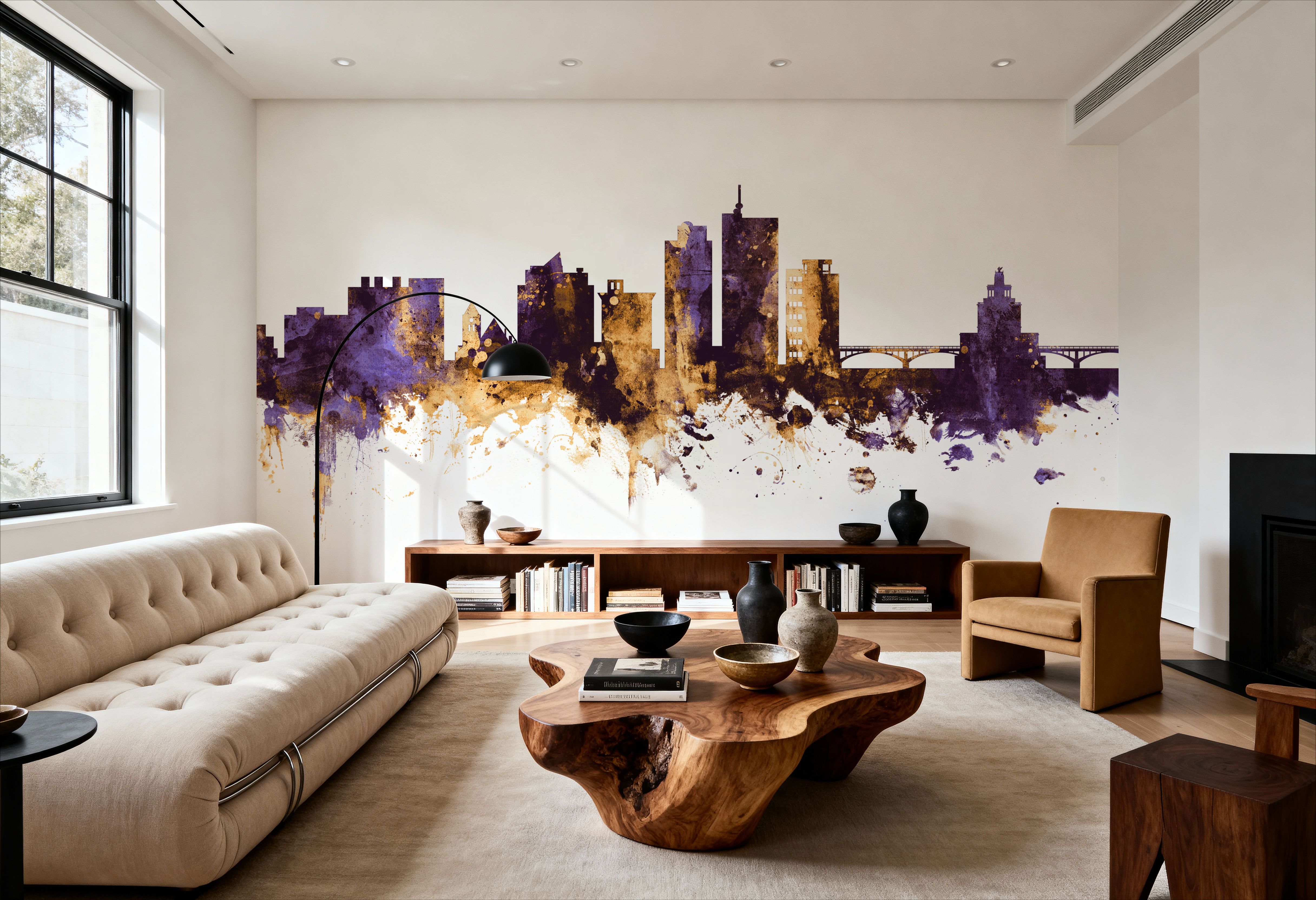 Cedar Rapids Iowa Skyline Purple & Gold