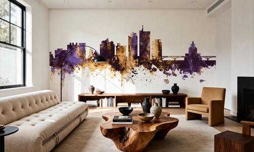 Cedar Rapids Iowa Skyline Purple & Gold