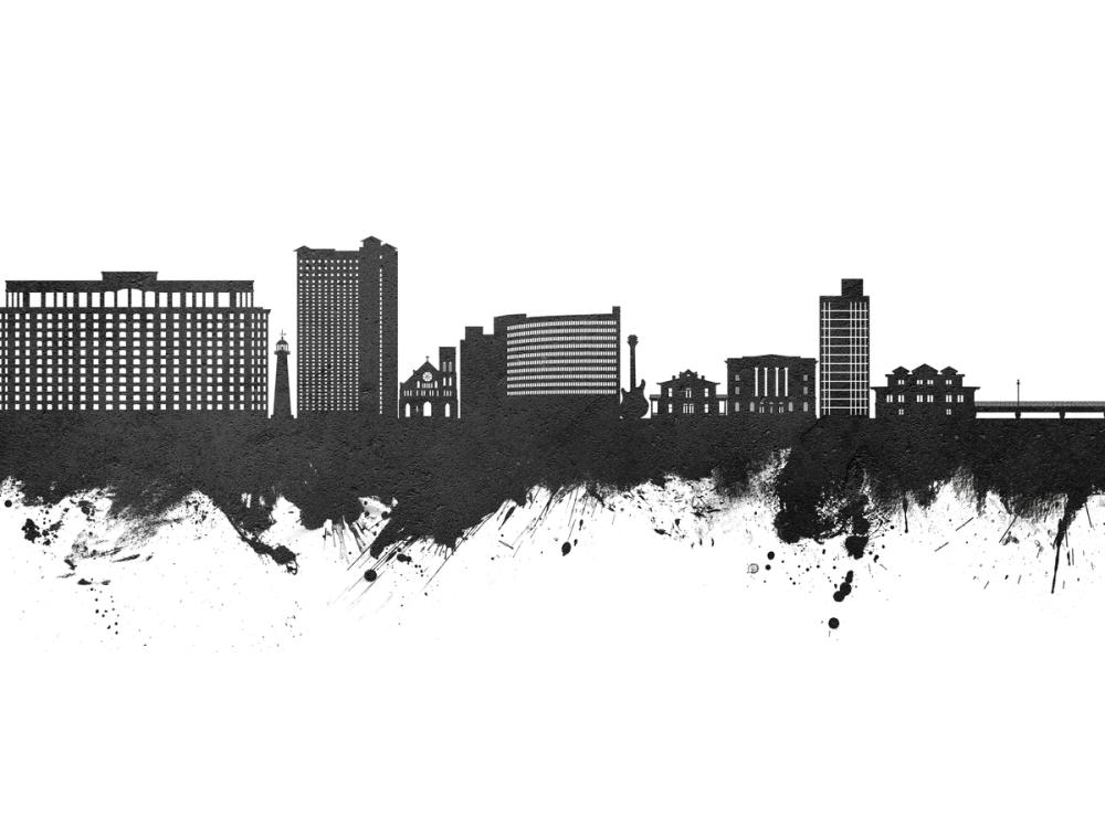 Biloxi Mississippi Skyline Black & White