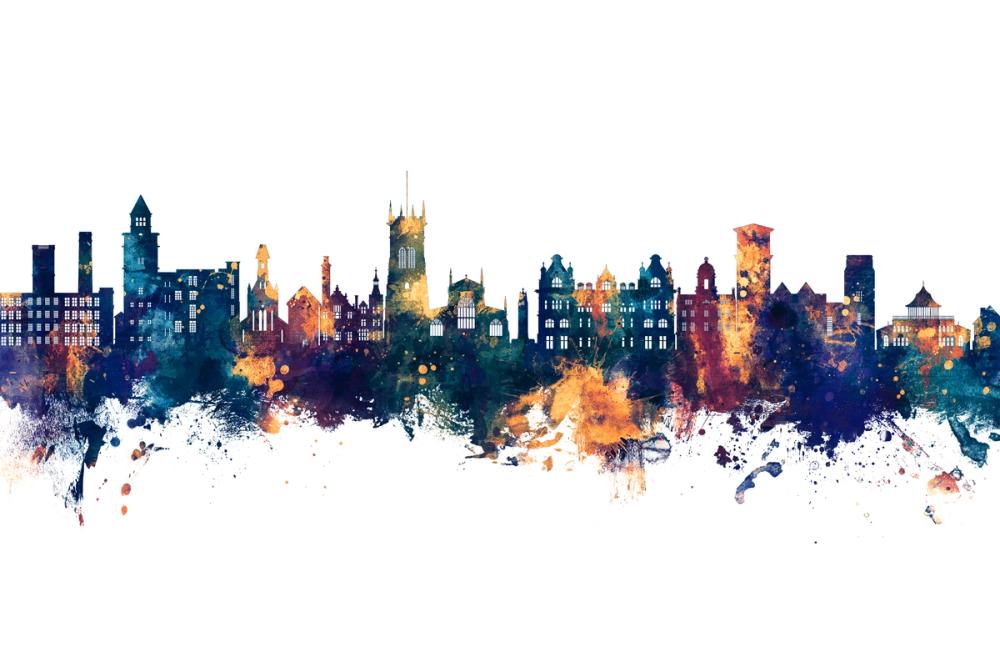 Wigan England Skyline Blue & Bronze