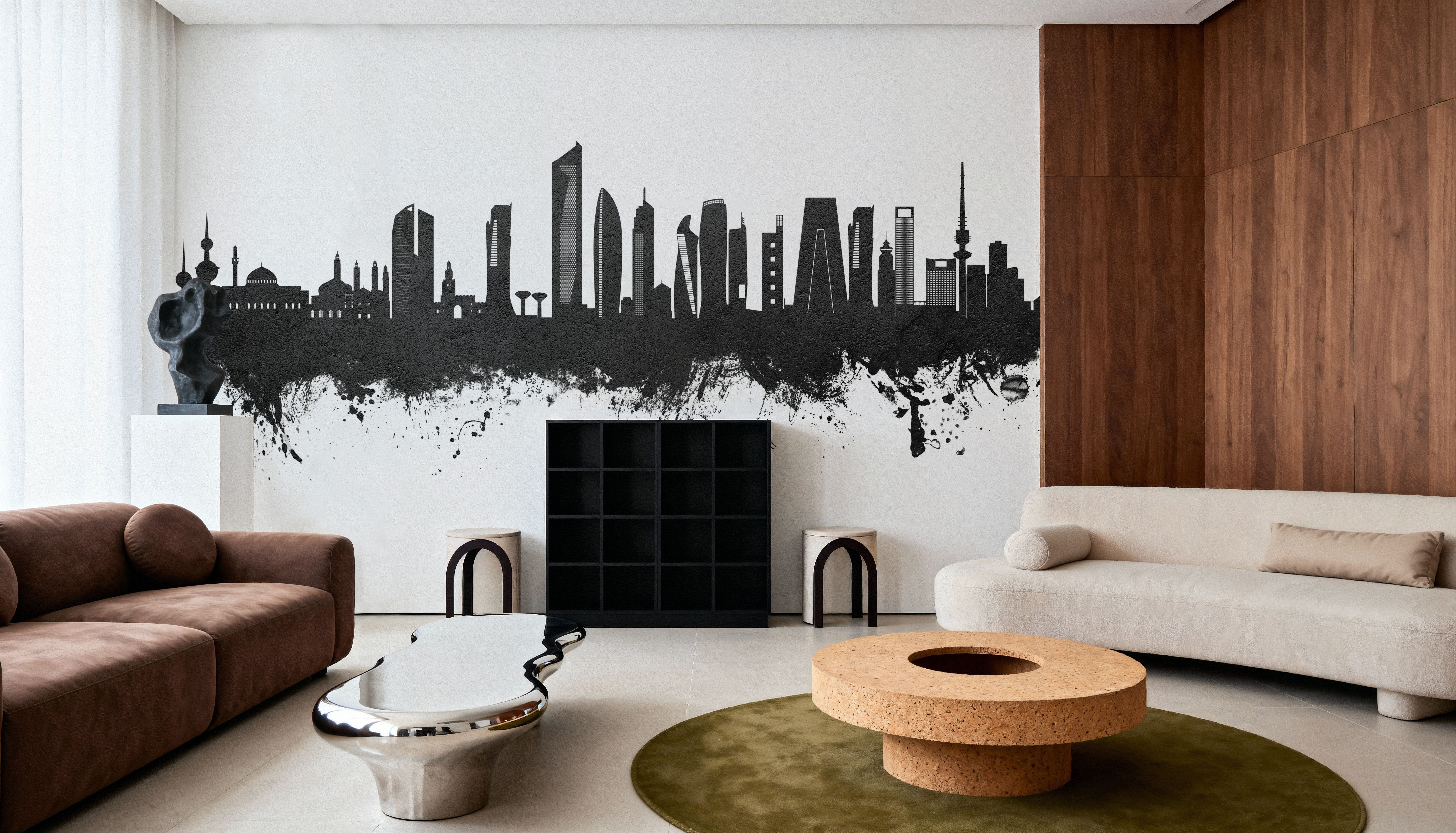Kuwait City Skyline Black & White