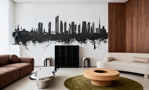 Kuwait City Skyline Black & White