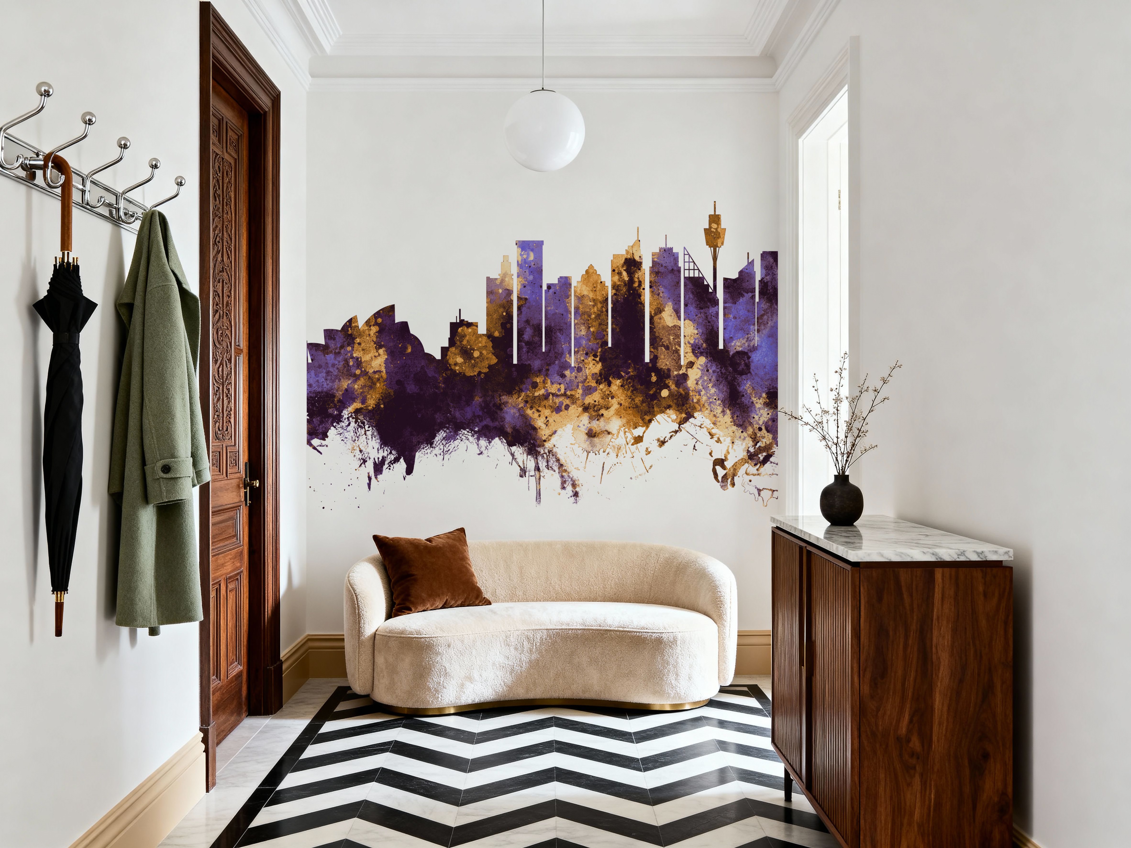 Sydney Australia Skyline Purple & Gold, Wallpaper