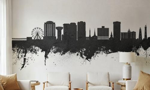 Virginia Beach Skyline Black & White