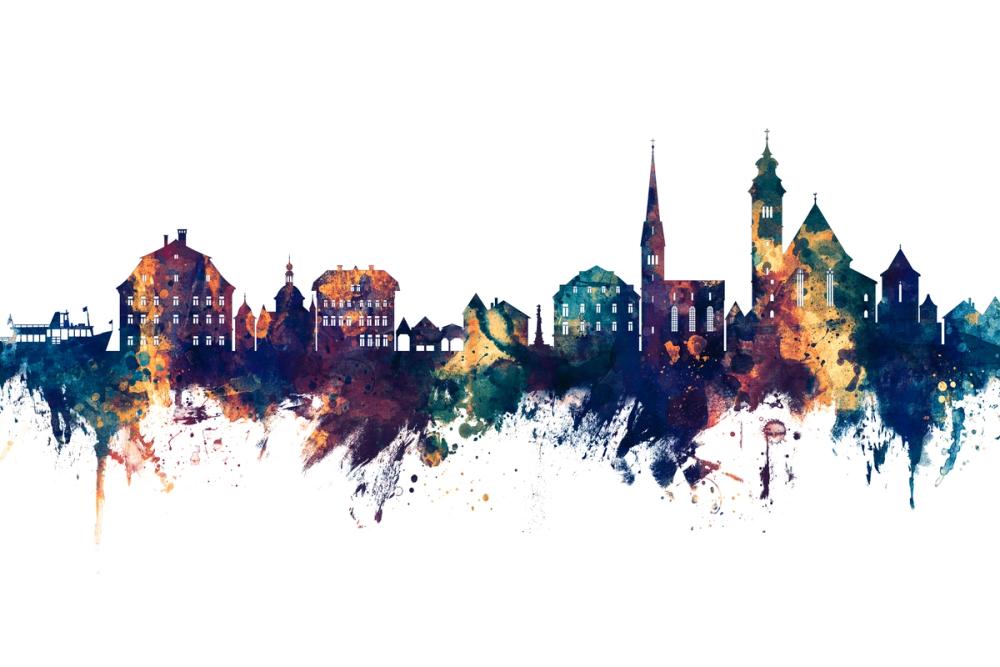 Hallstatt Austria Skyline Blue & Bronze