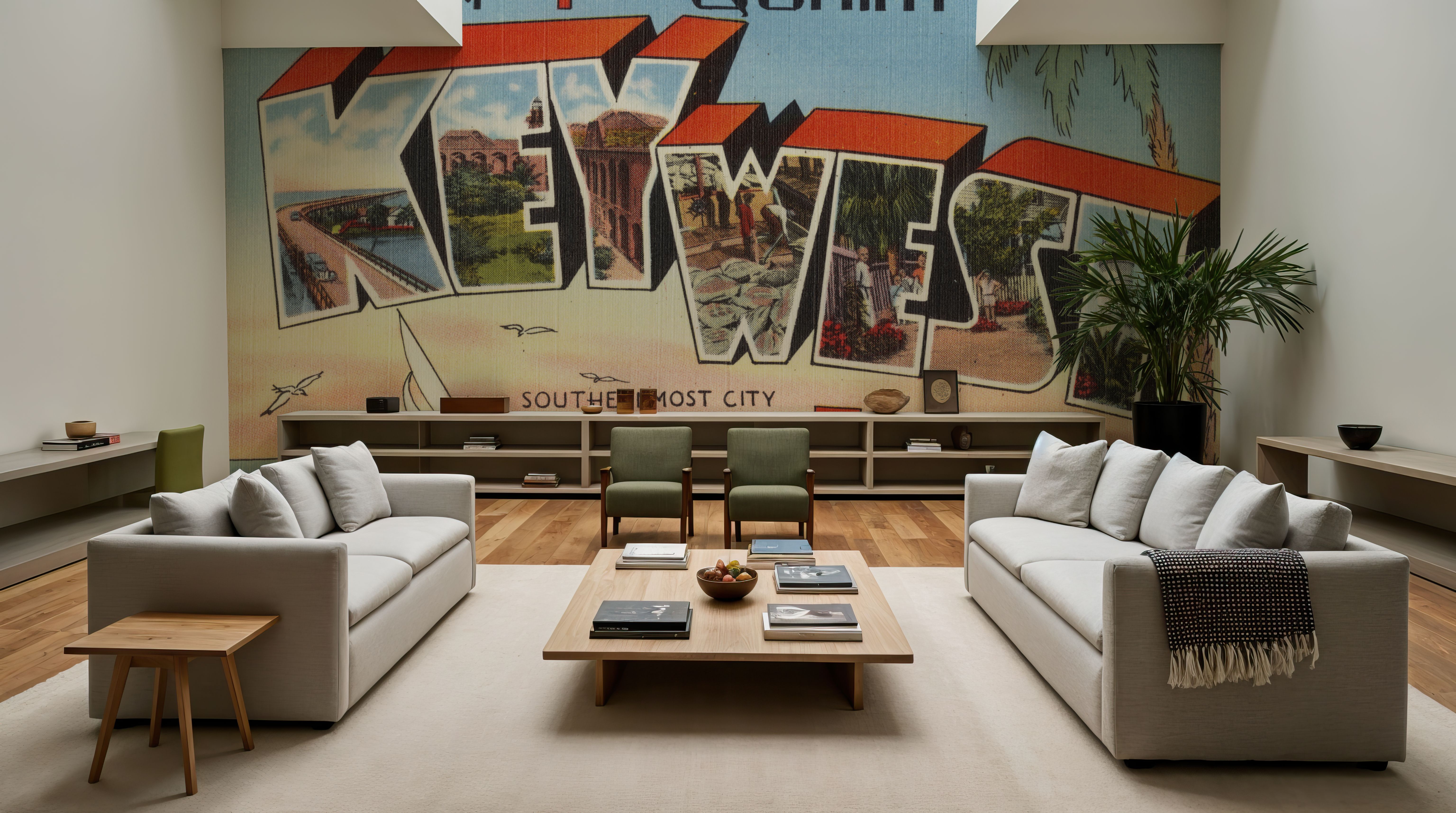 Greetings from Key West - Screenprint Postcard, Wallpaper