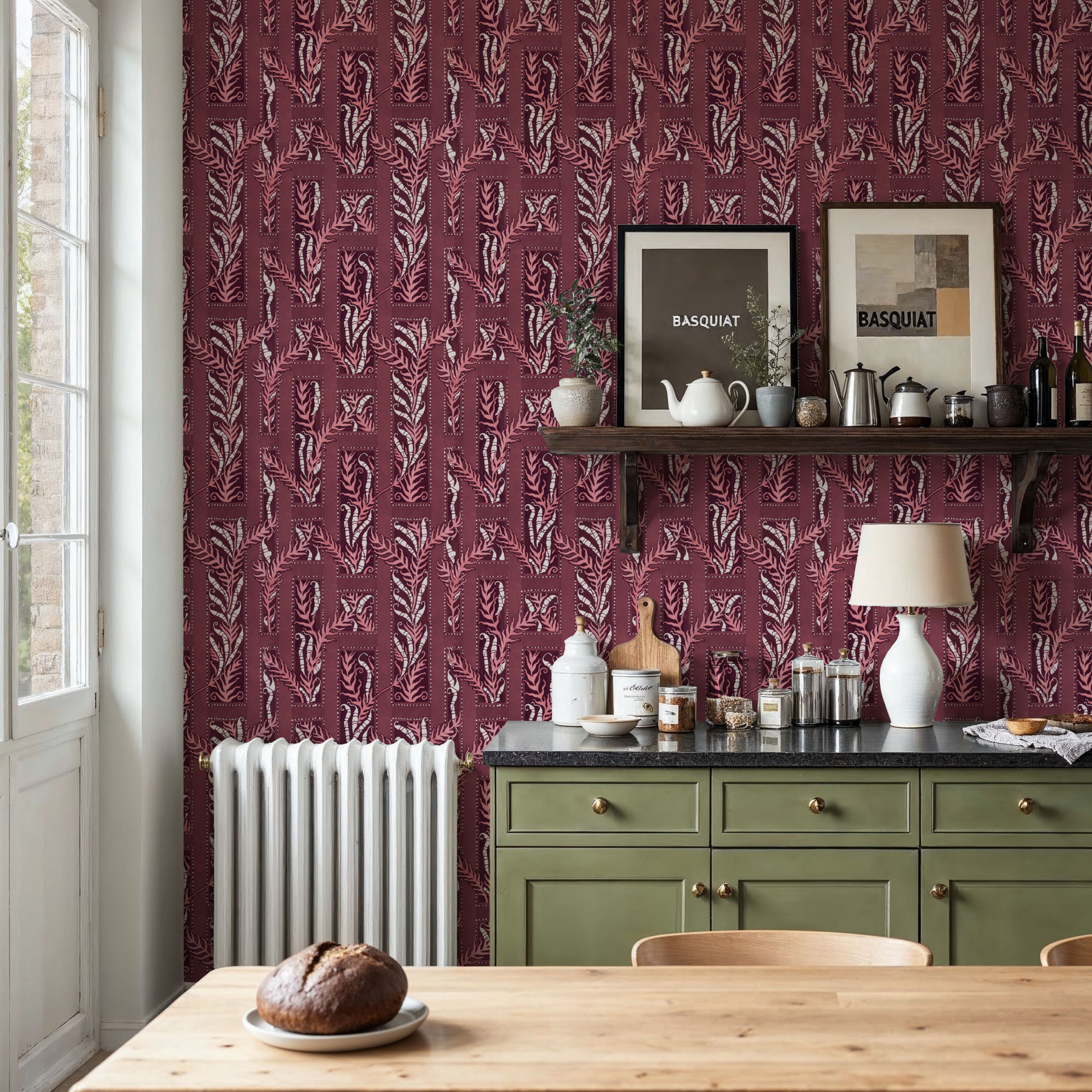 Samarkand Ferns, Rose Dust, Wallpaper