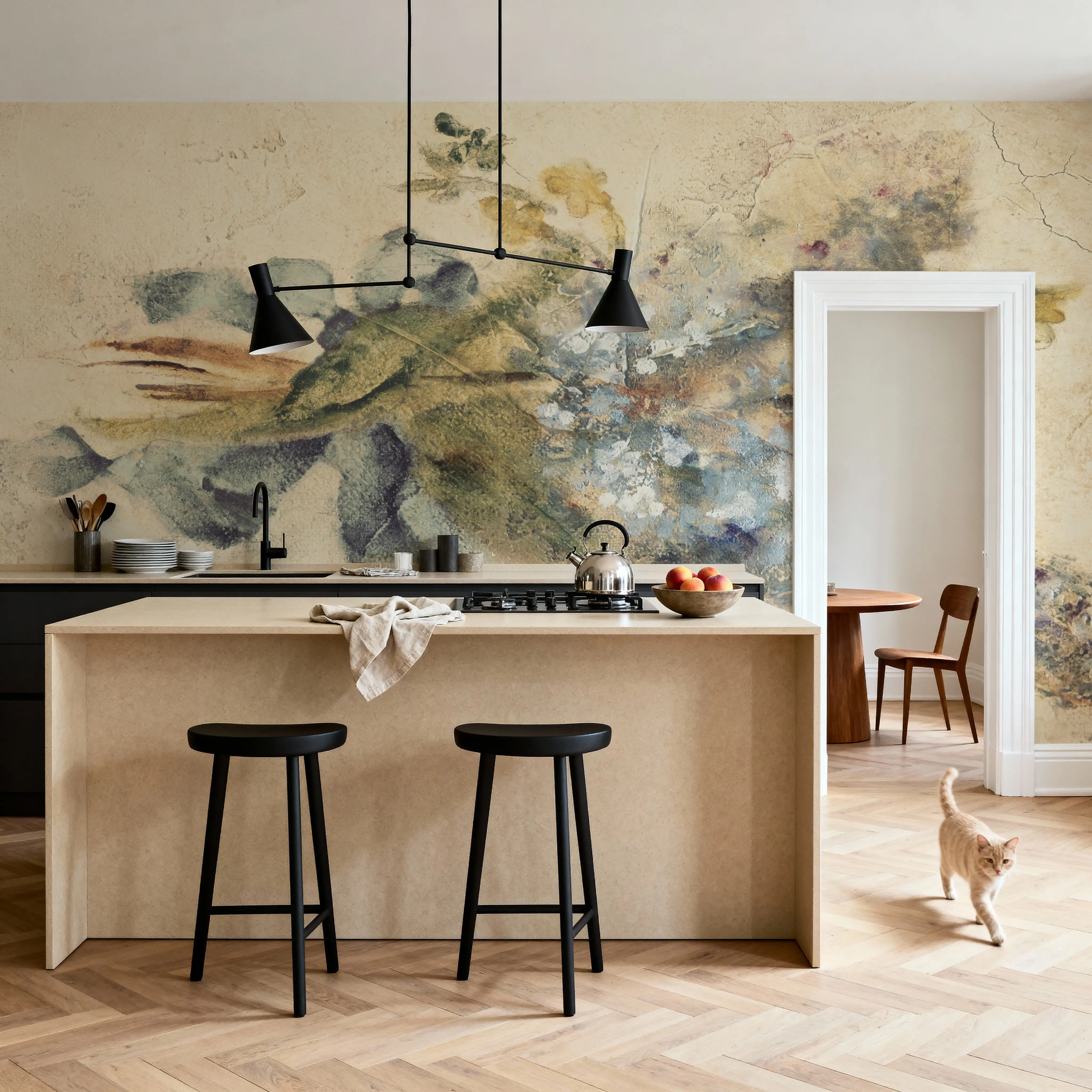 Fotobehang - Lilac with Ribbon - Abstract Kunst Natuur Mural - Wit - Eetkamer - Wallism België - Zelfklevend of Vliesbehang