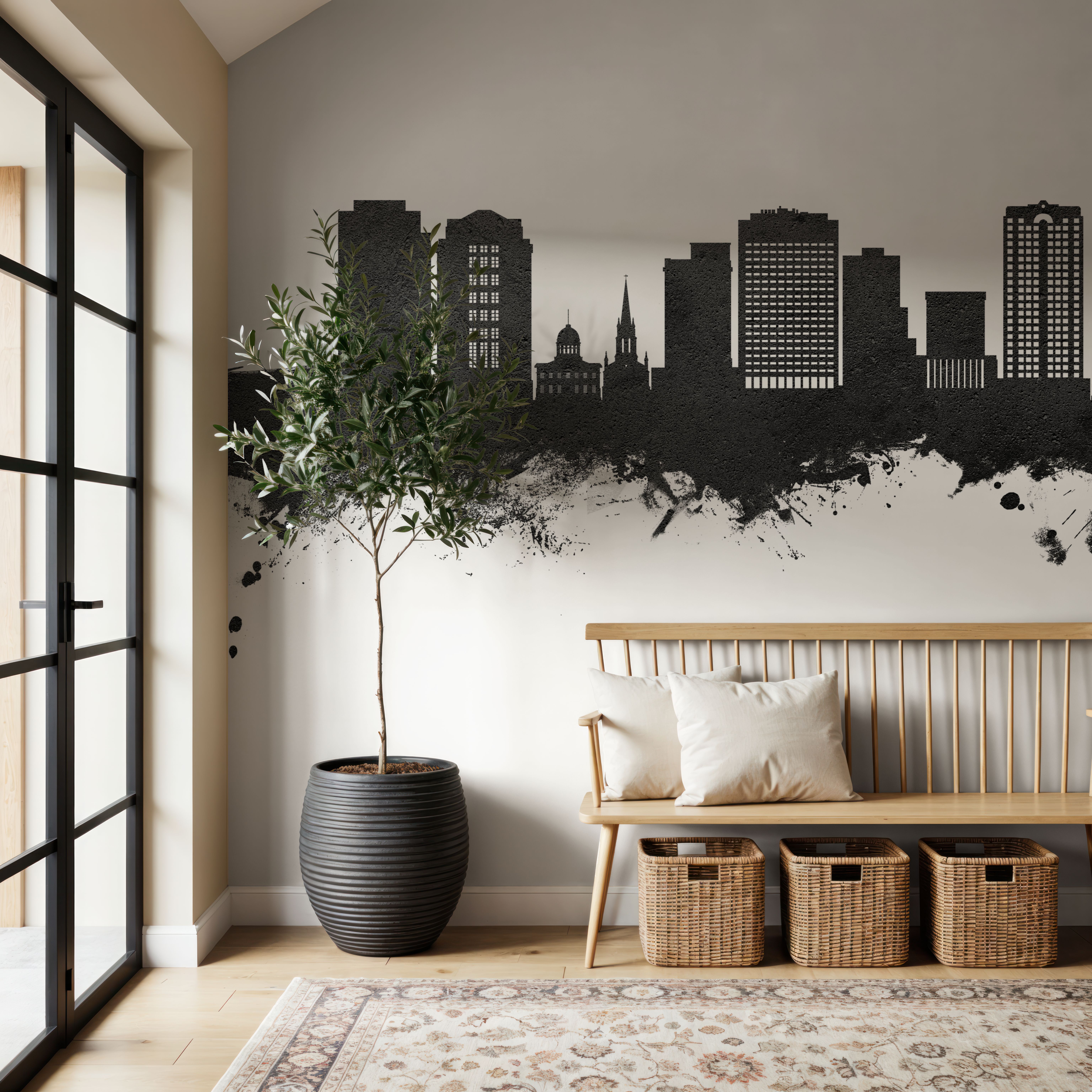 Norfolk Virginia Skyline Black & White