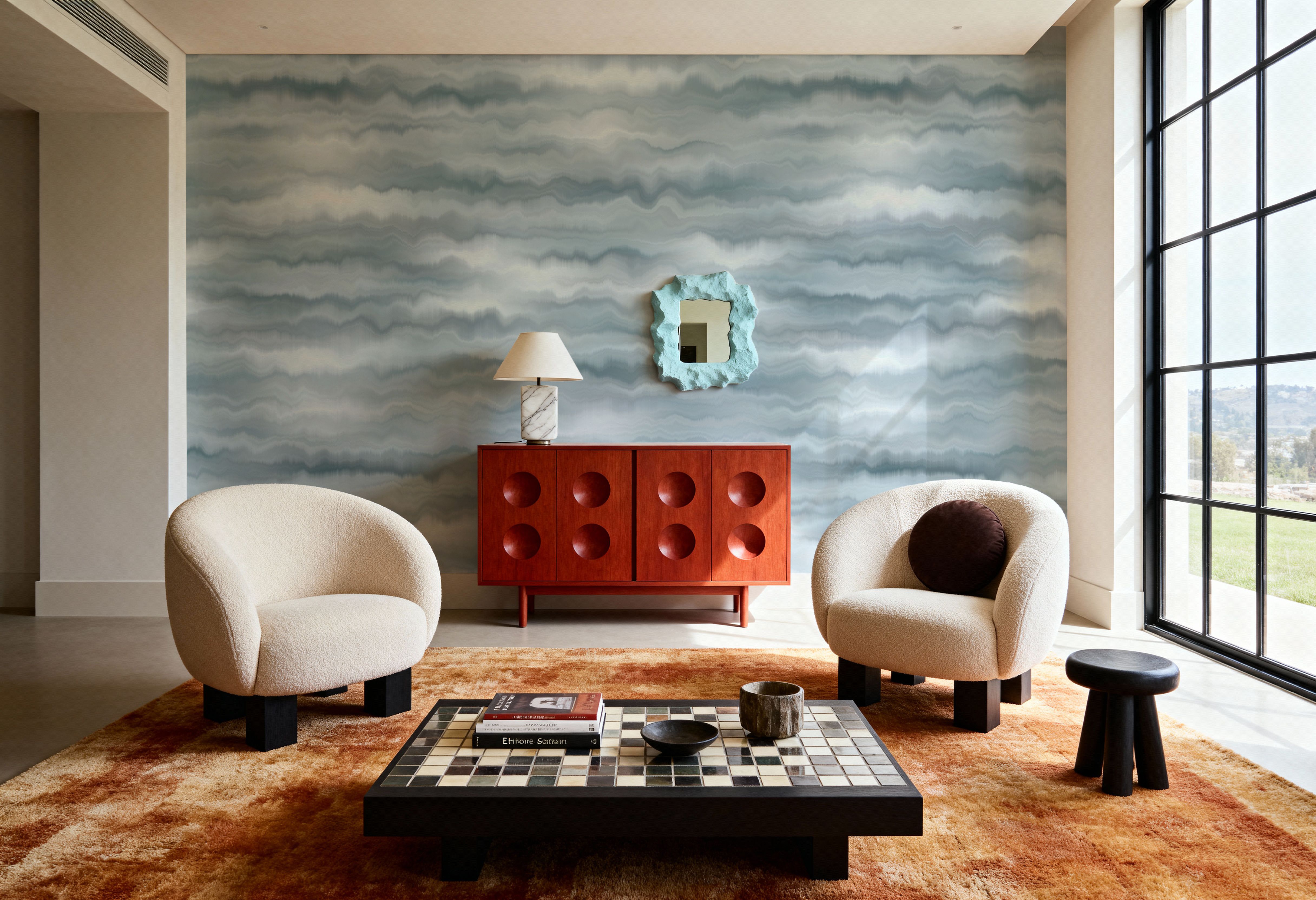 Wall Mural - Tie Dye Waves, Grey - Stone mural wallpaper - Offices - Wallism US - Premium, Textured or Peel & Stick